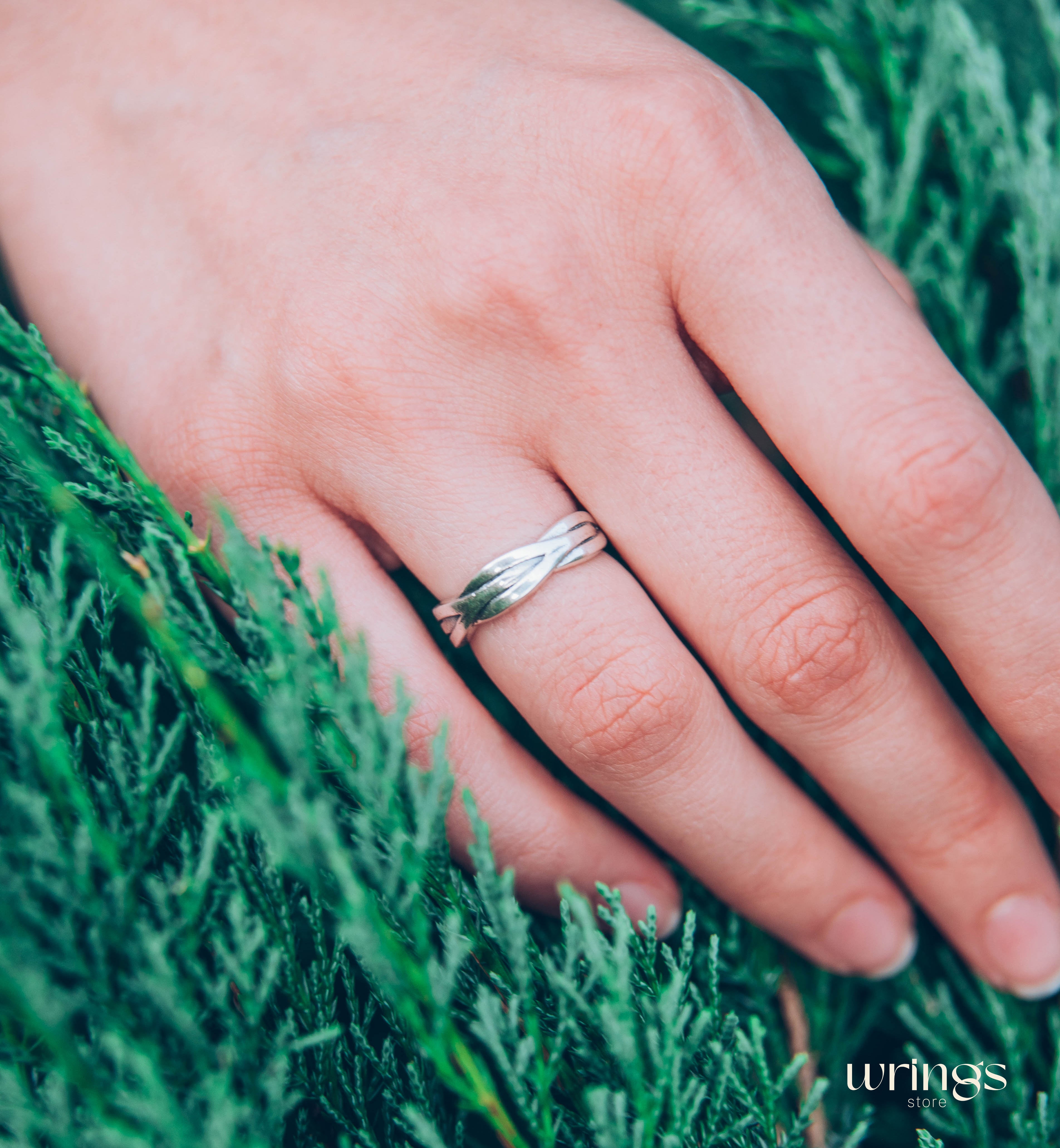 Fine Silver Wicker Wedding Band Unisex