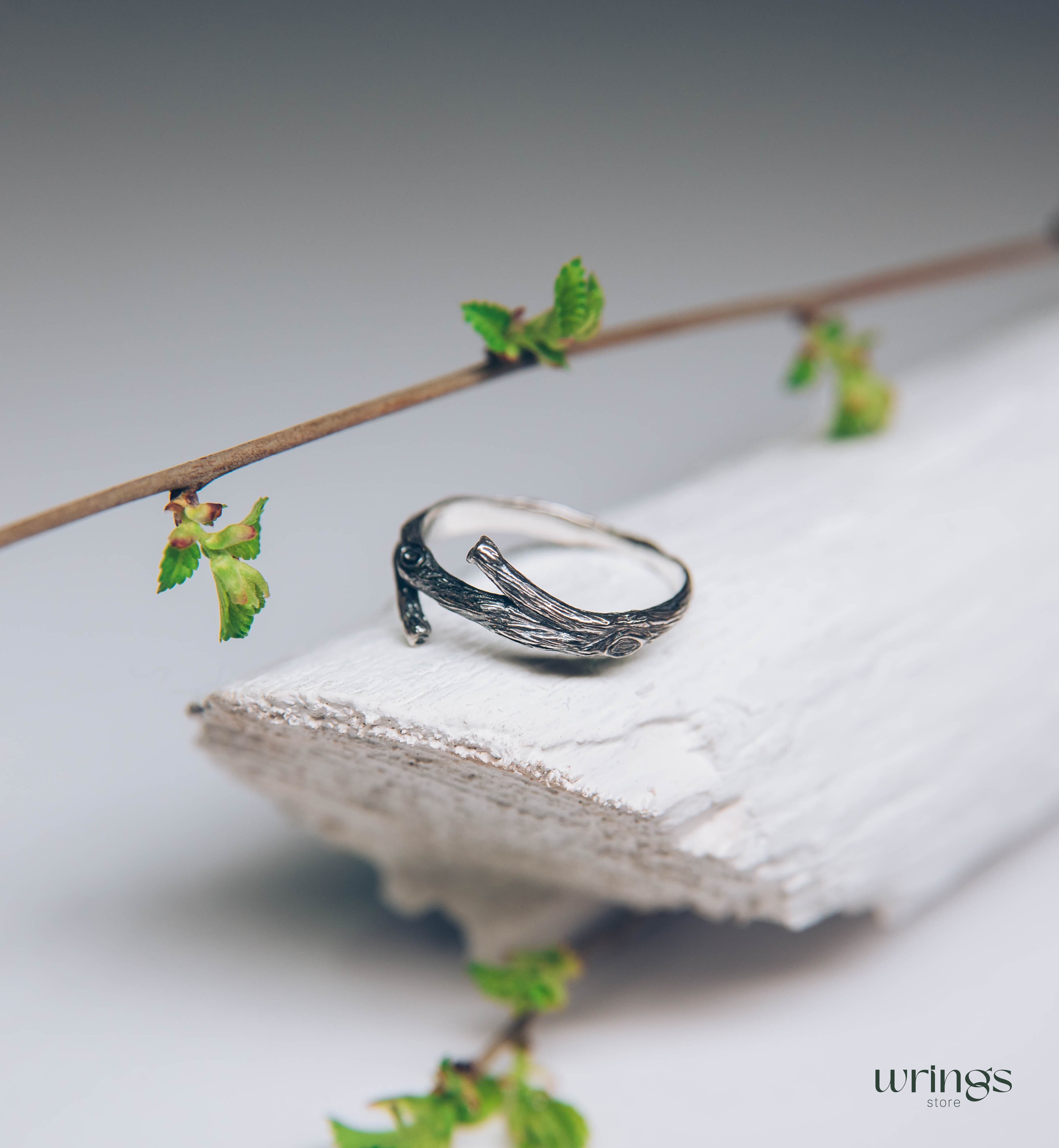 Minimalist Sterling Silver Twig Ring for Her