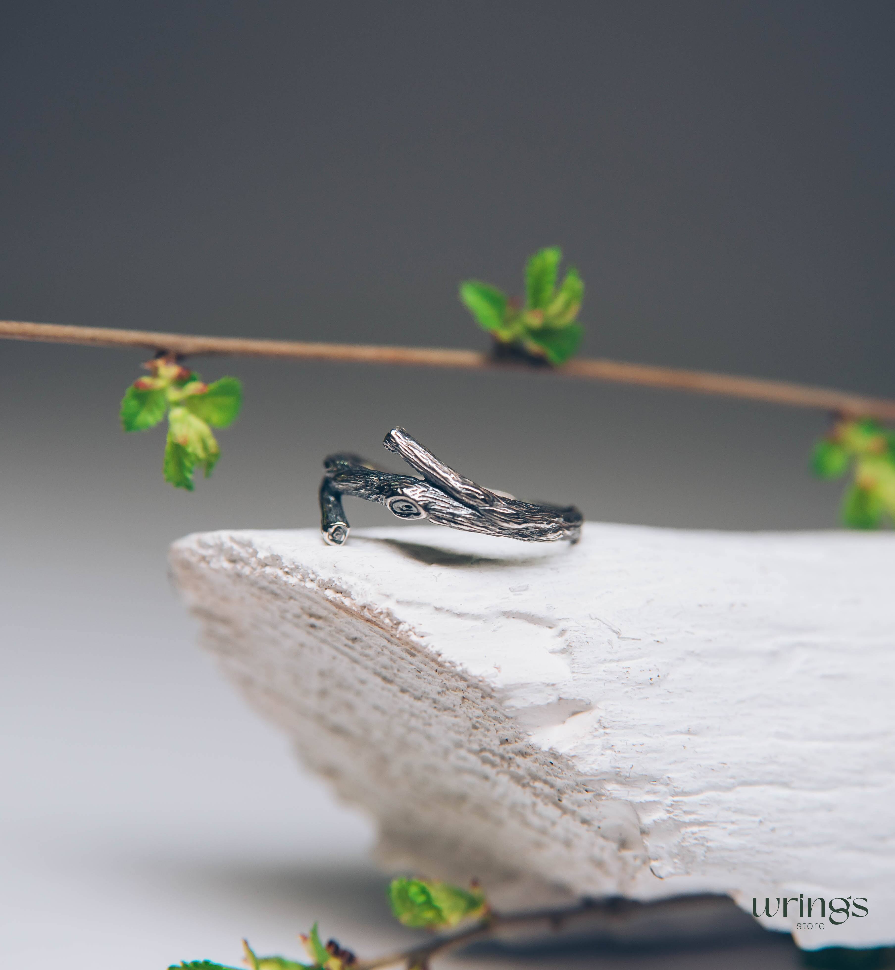 Minimalist Sterling Silver Twig Ring for Her