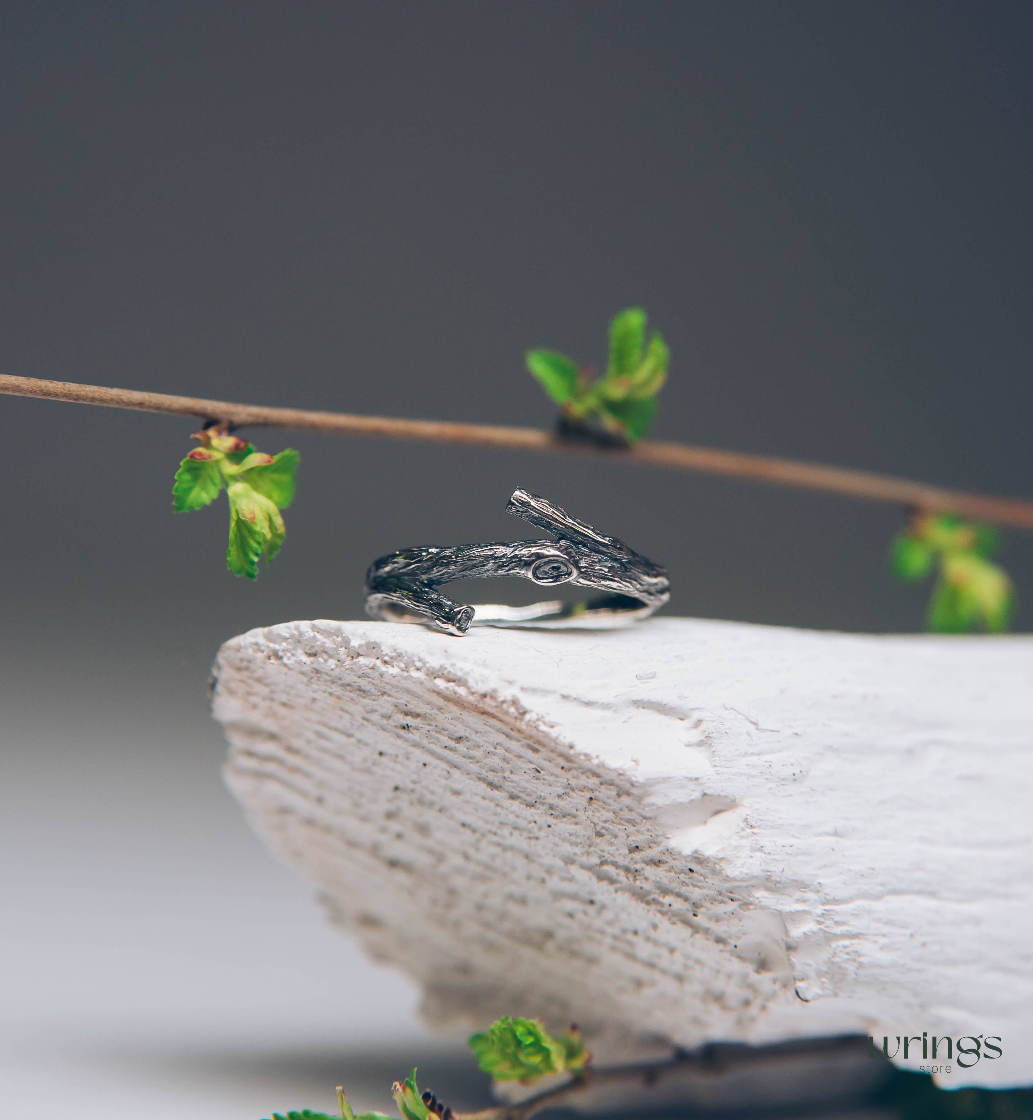 Minimalist Sterling Silver Twig Ring for Her