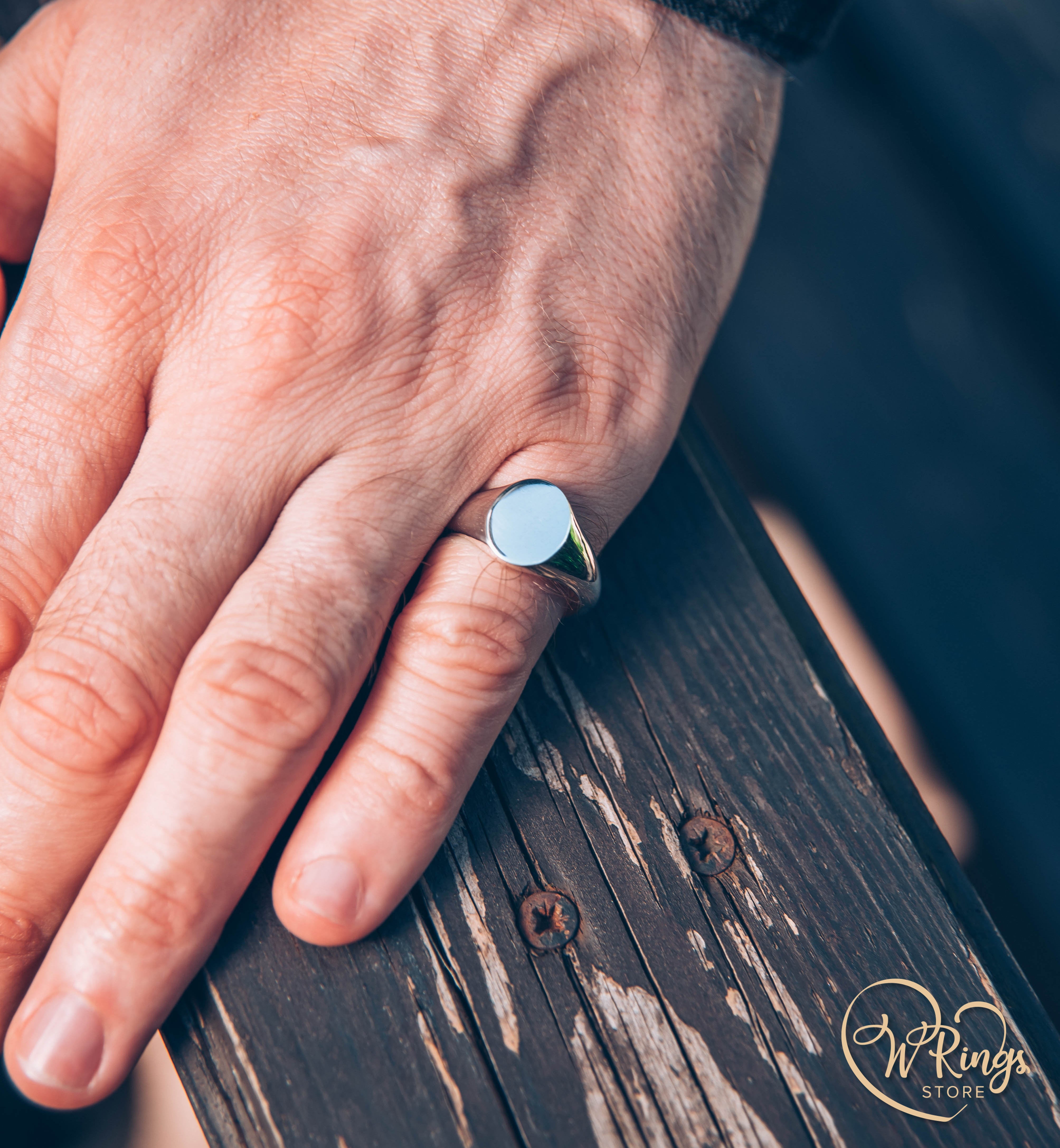 Blank Oxford Oval Signet Ring in Sterling Silver