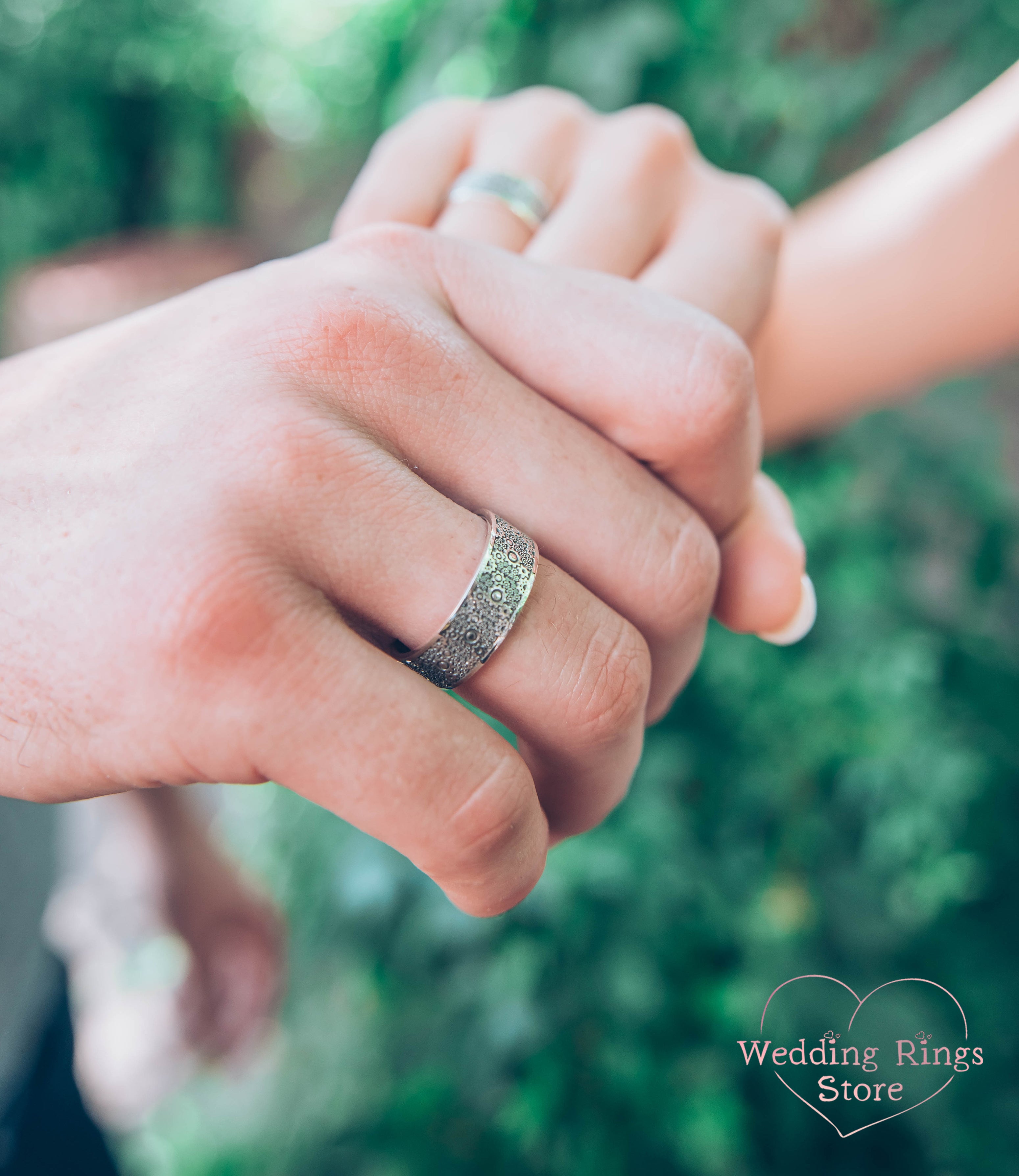 Wide & Unique Gears Matching Wedding Bands His and Hers