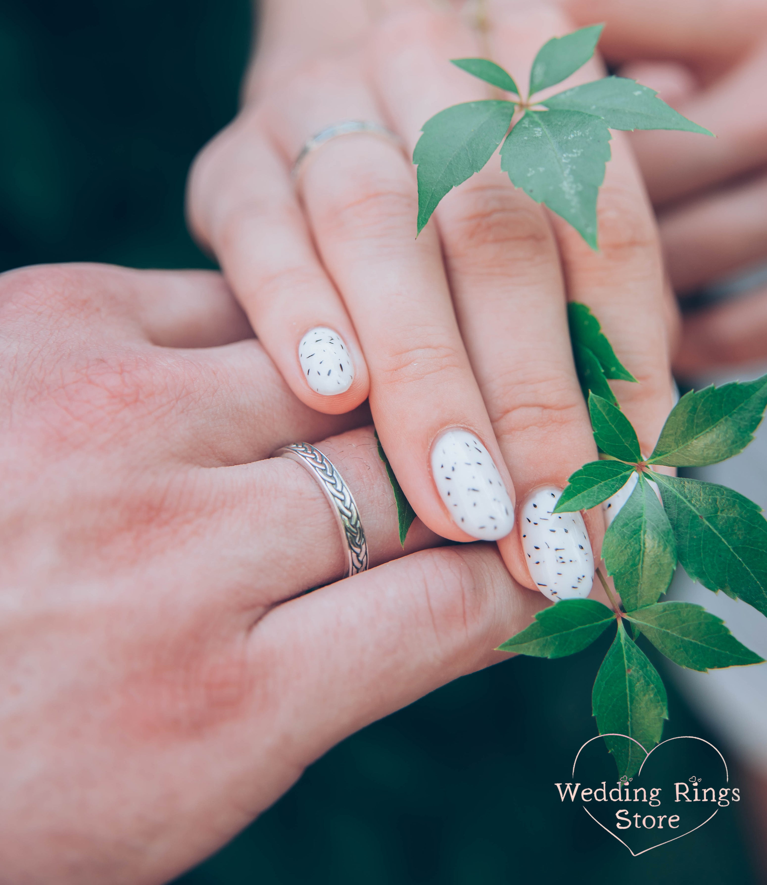 Trendy Silver Celtic Knot Wedding Bands for Couples with Citrines