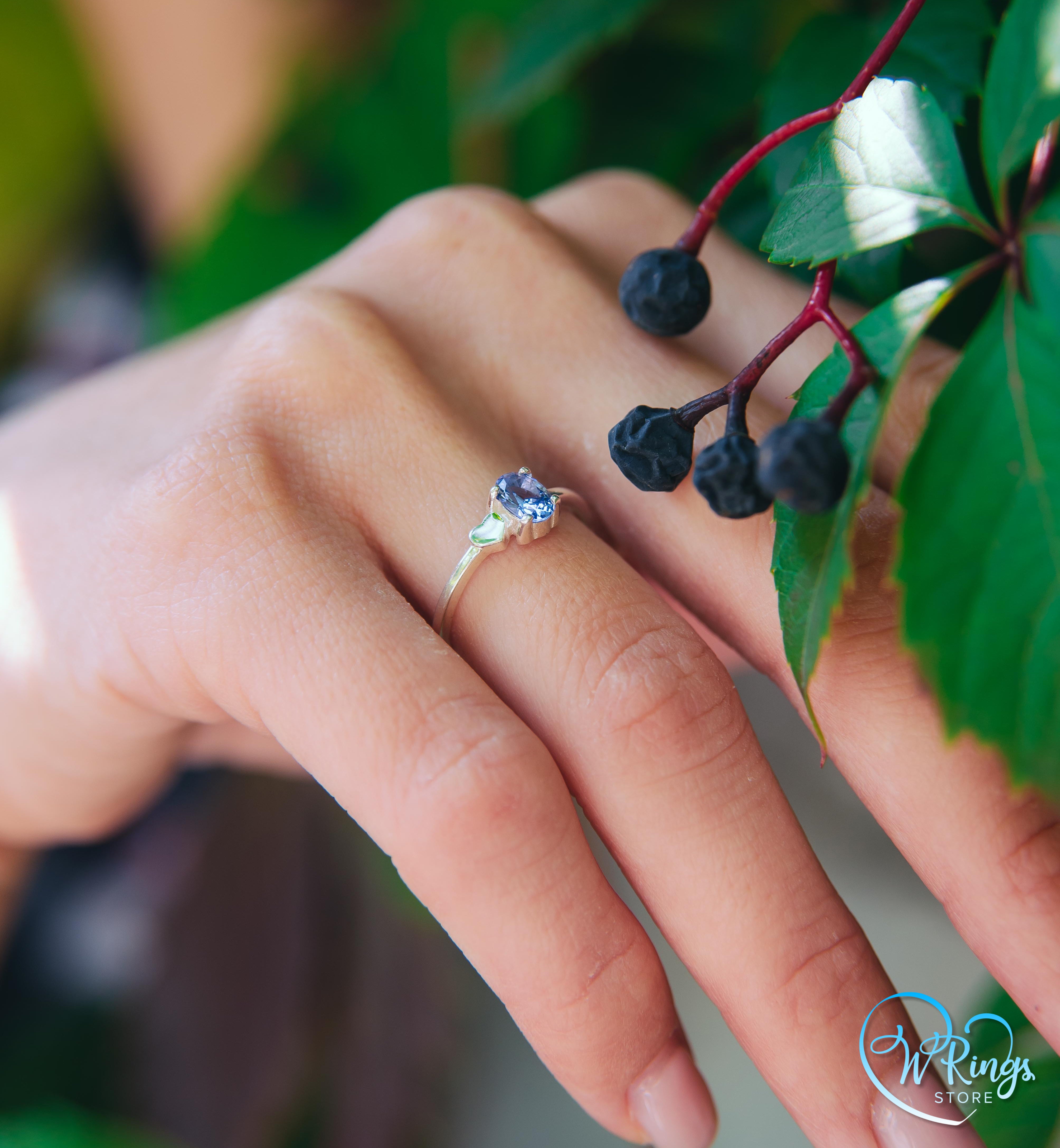 December Birthstone Ring with Tanzanite & Heart on a Silver band