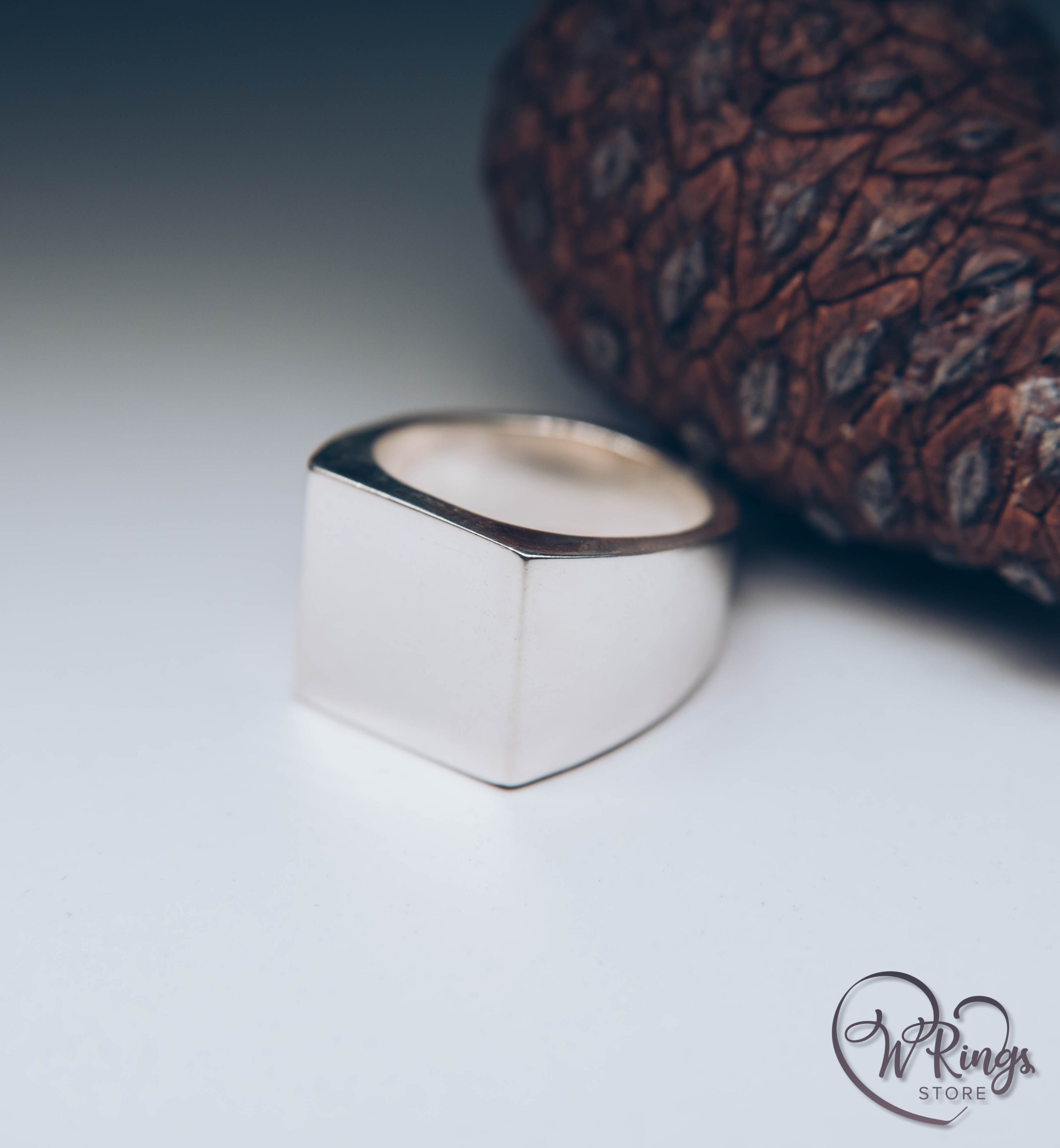 Giant Size Blank Square Signet Ring in Sterling Silver