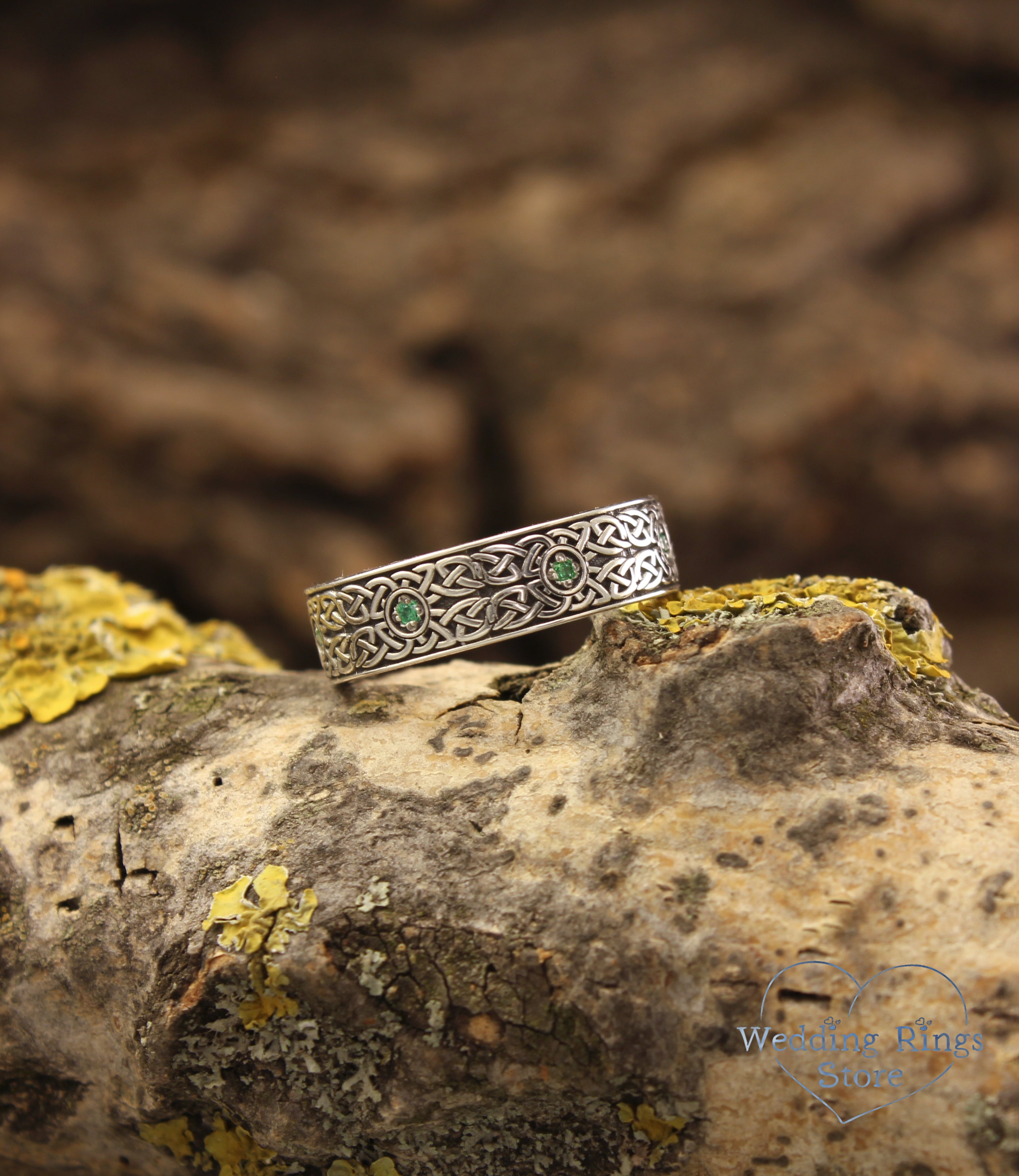 Celtic Knot Ring & Multi Gemstone in Sterling Silver