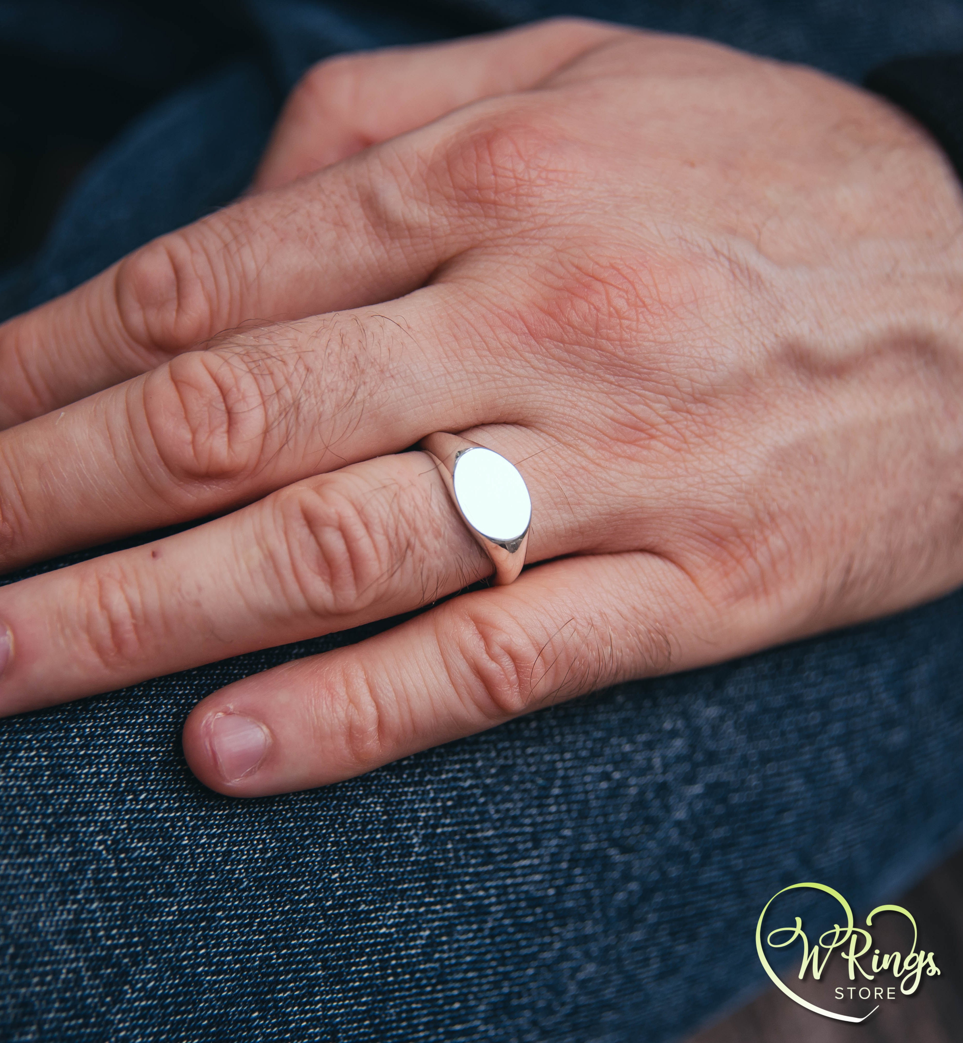 Large Size Blank Landscape Oval Signet Ring in Sterling Silver