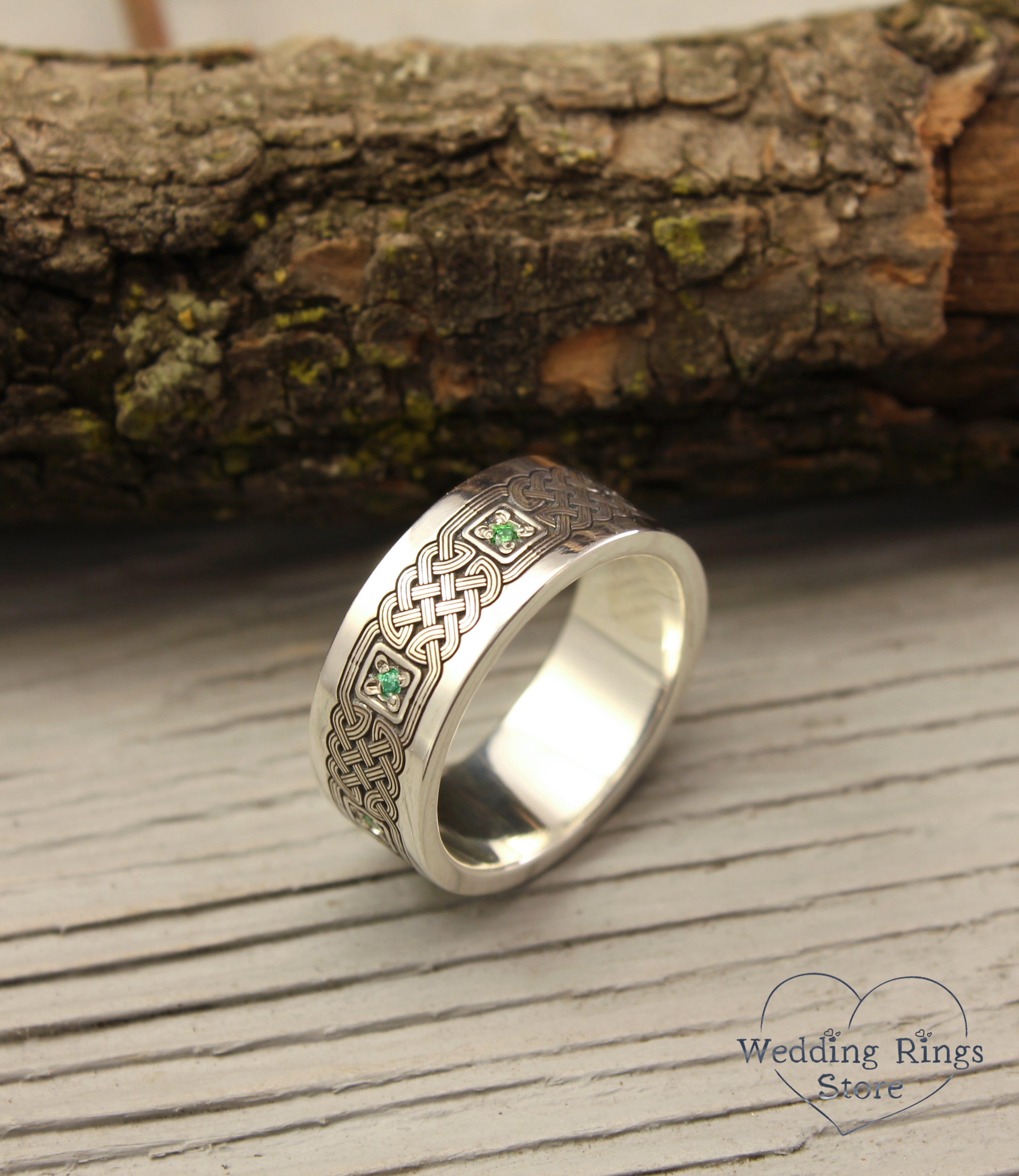 Modern Silver Celtic Knot Ring with Custom Multi Gemstone