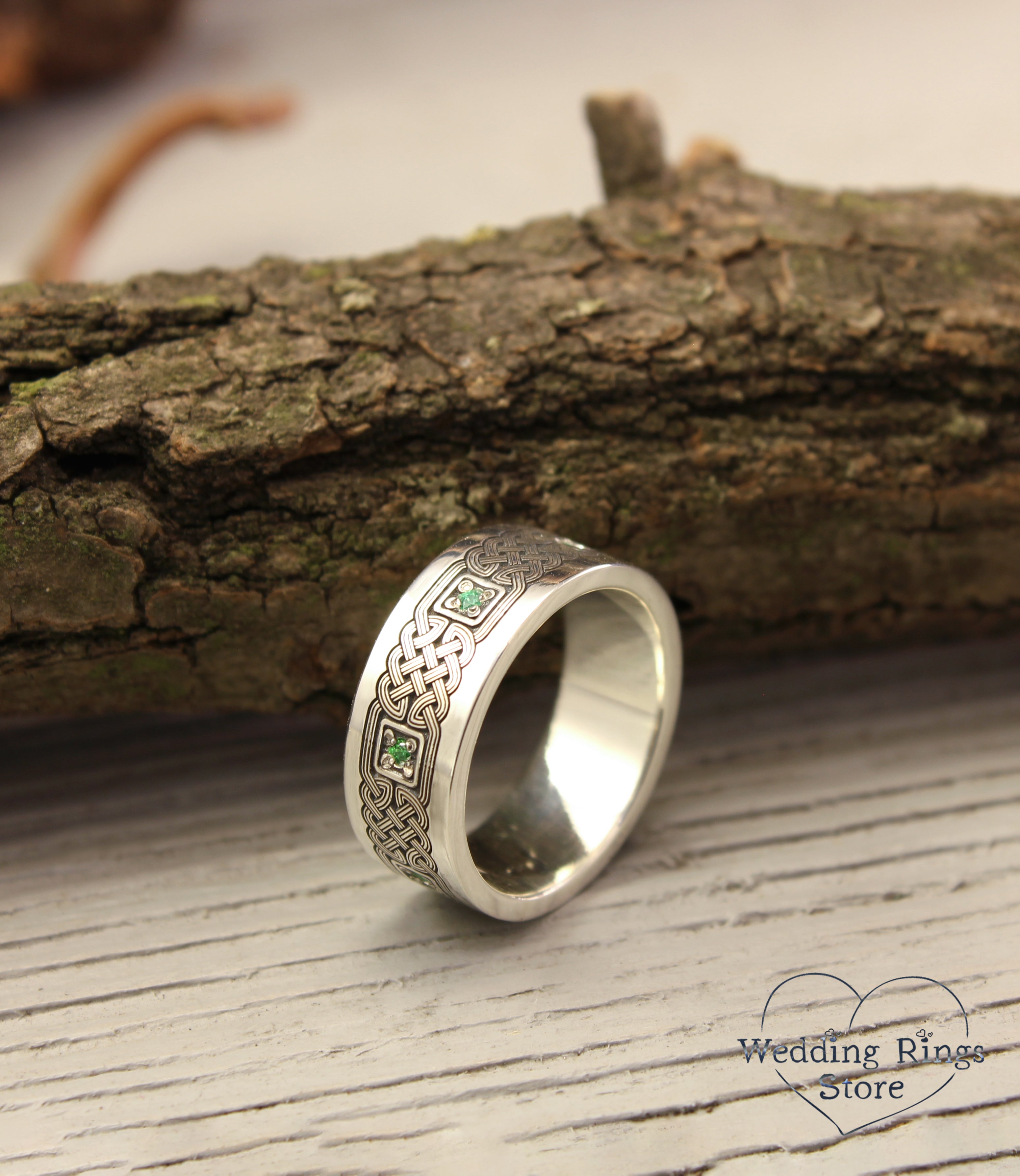 Modern Silver Celtic Knot Ring with Custom Multi Gemstone