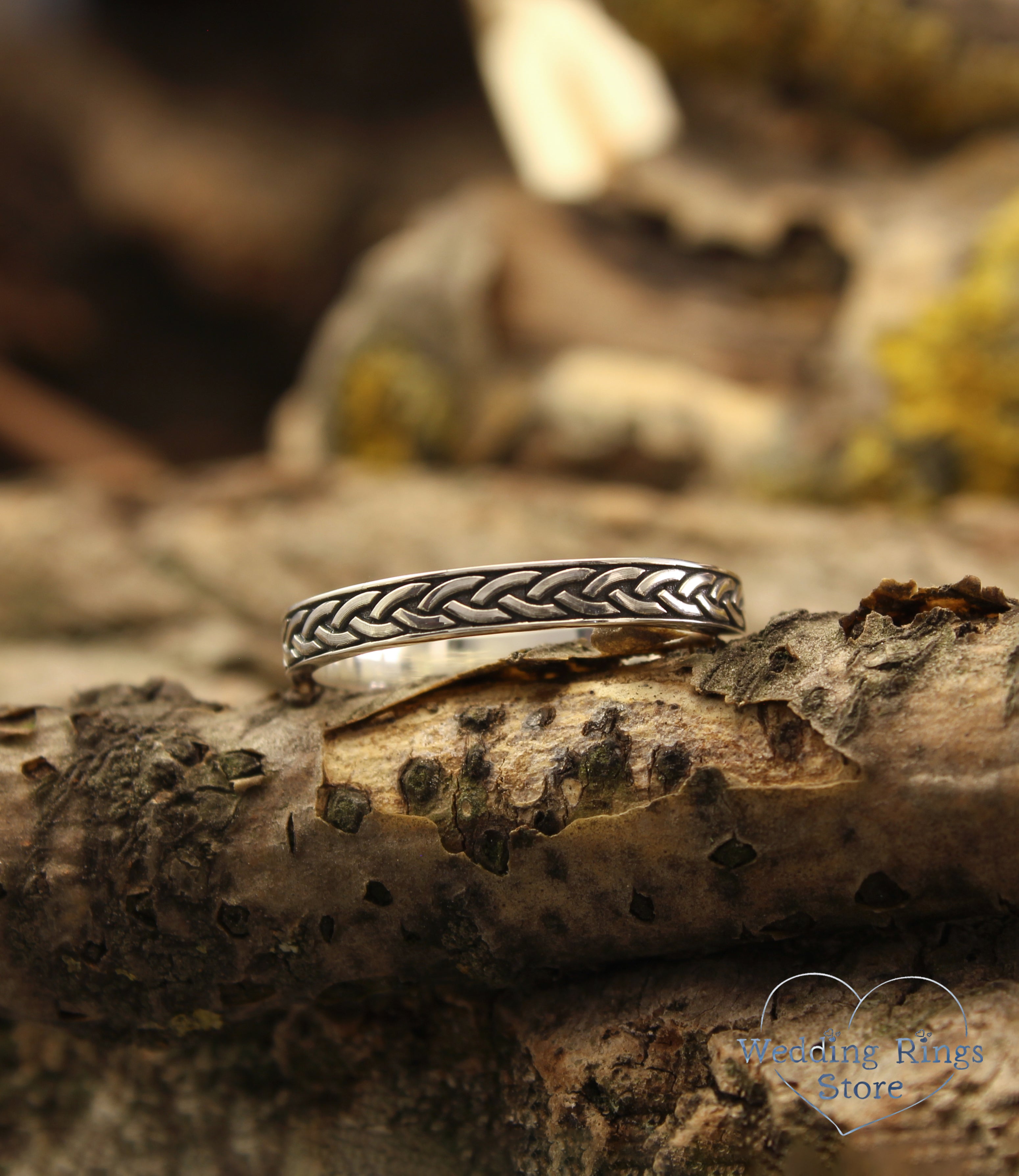 Silver Narrow Celtic Knot Ring Band for Him and Her