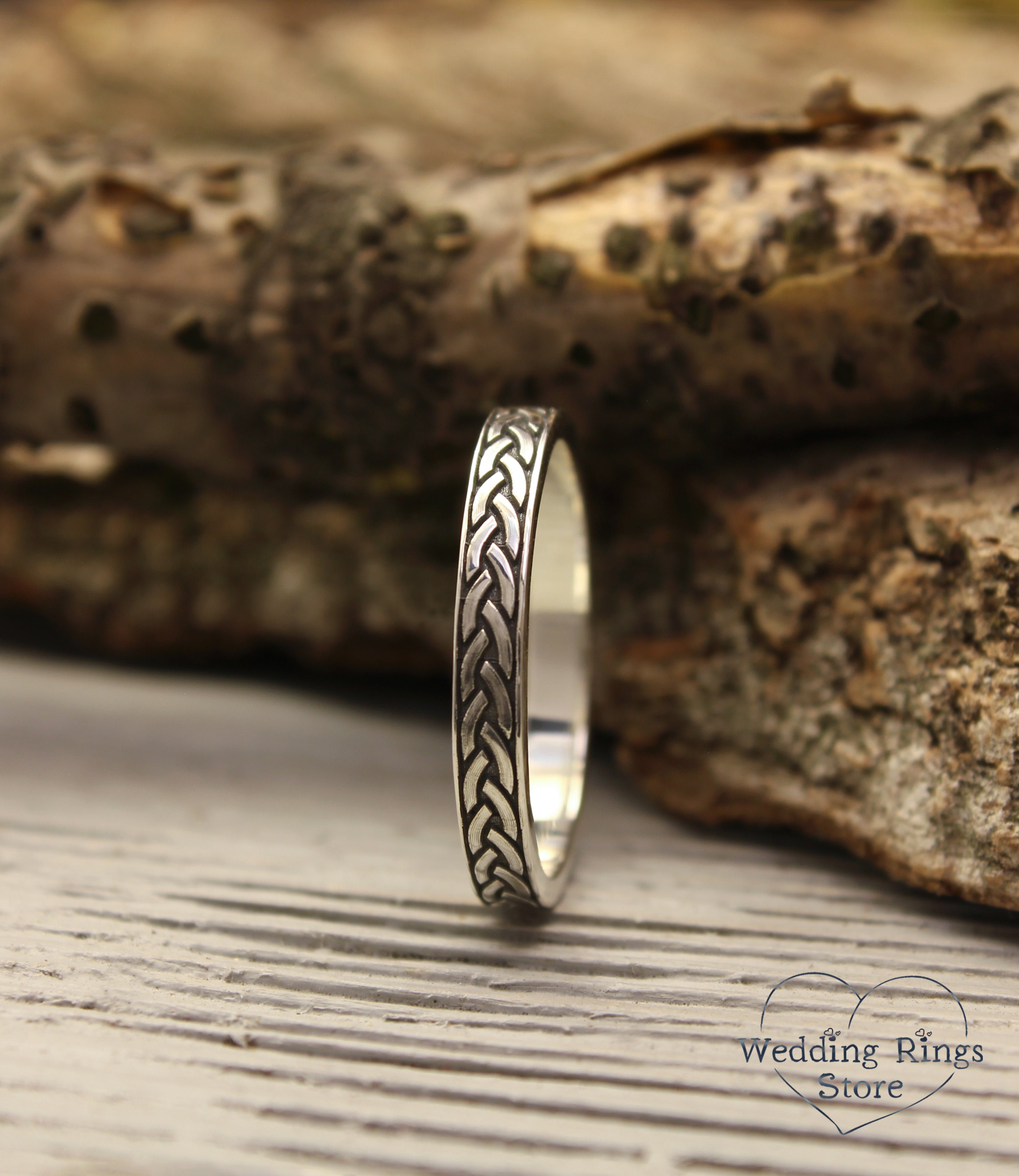 Silver Narrow Celtic Knot Ring Band for Him and Her