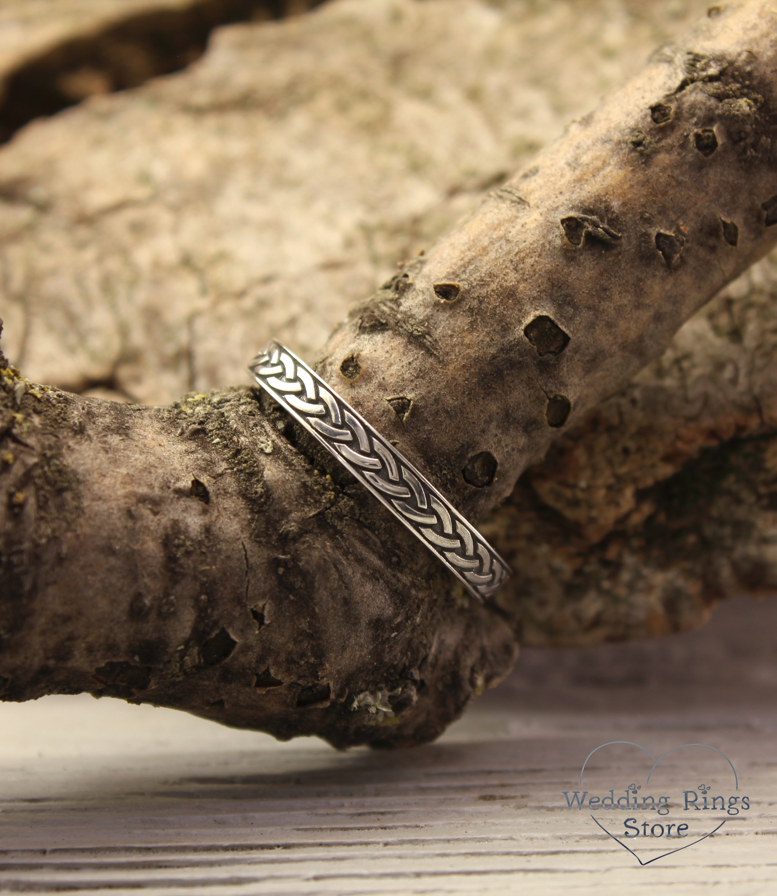 Silver Narrow Celtic Knot Ring Band for Him and Her