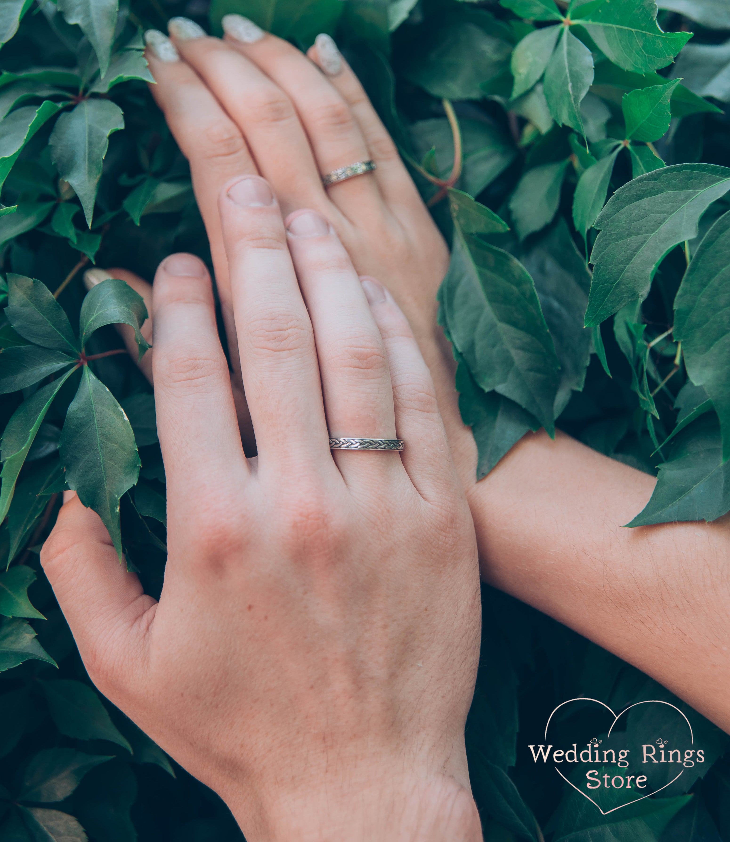 Silver Narrow Celtic Knot Ring Band for Him and Her