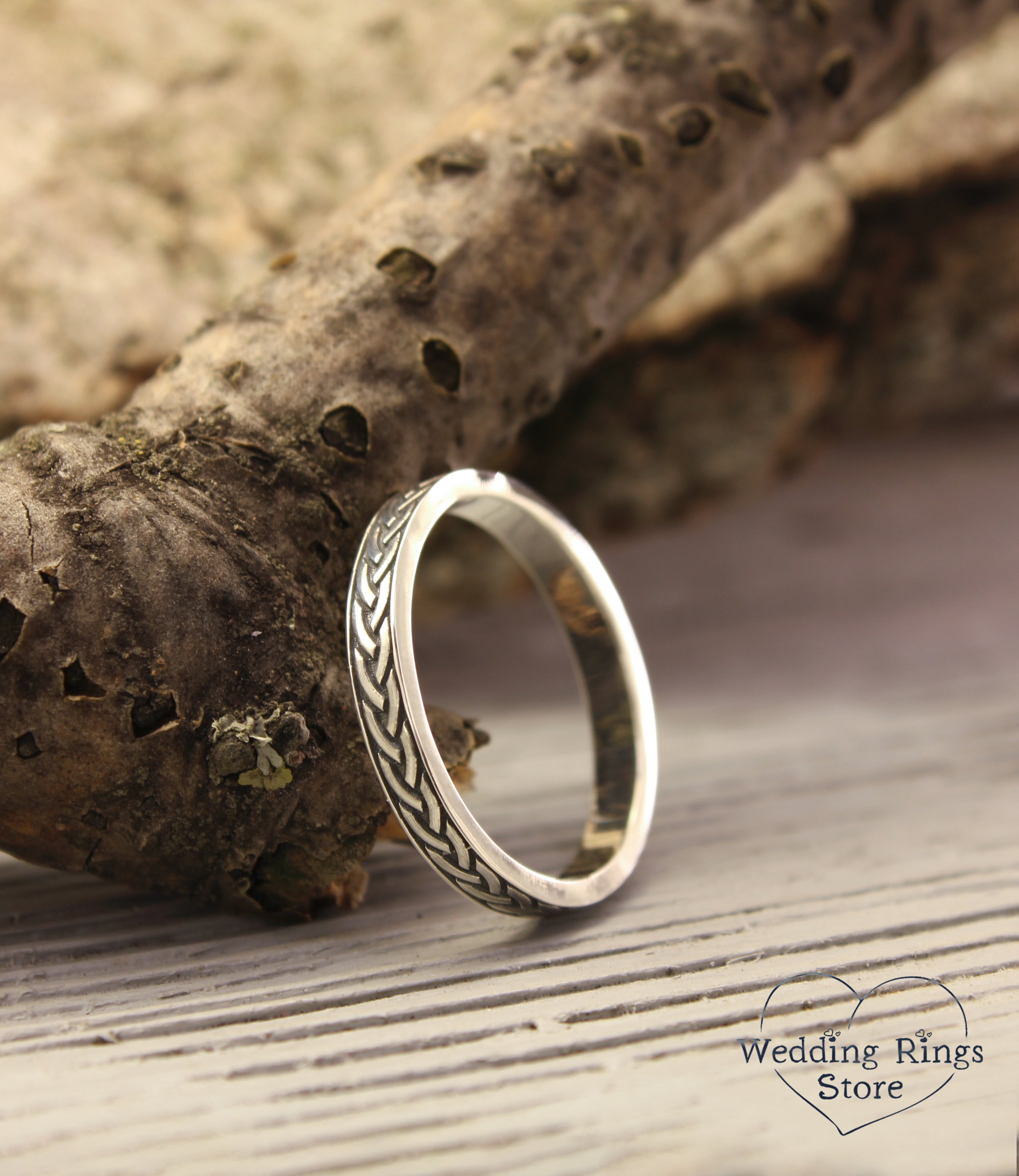 Silver Narrow Celtic Knot Ring Band for Him and Her