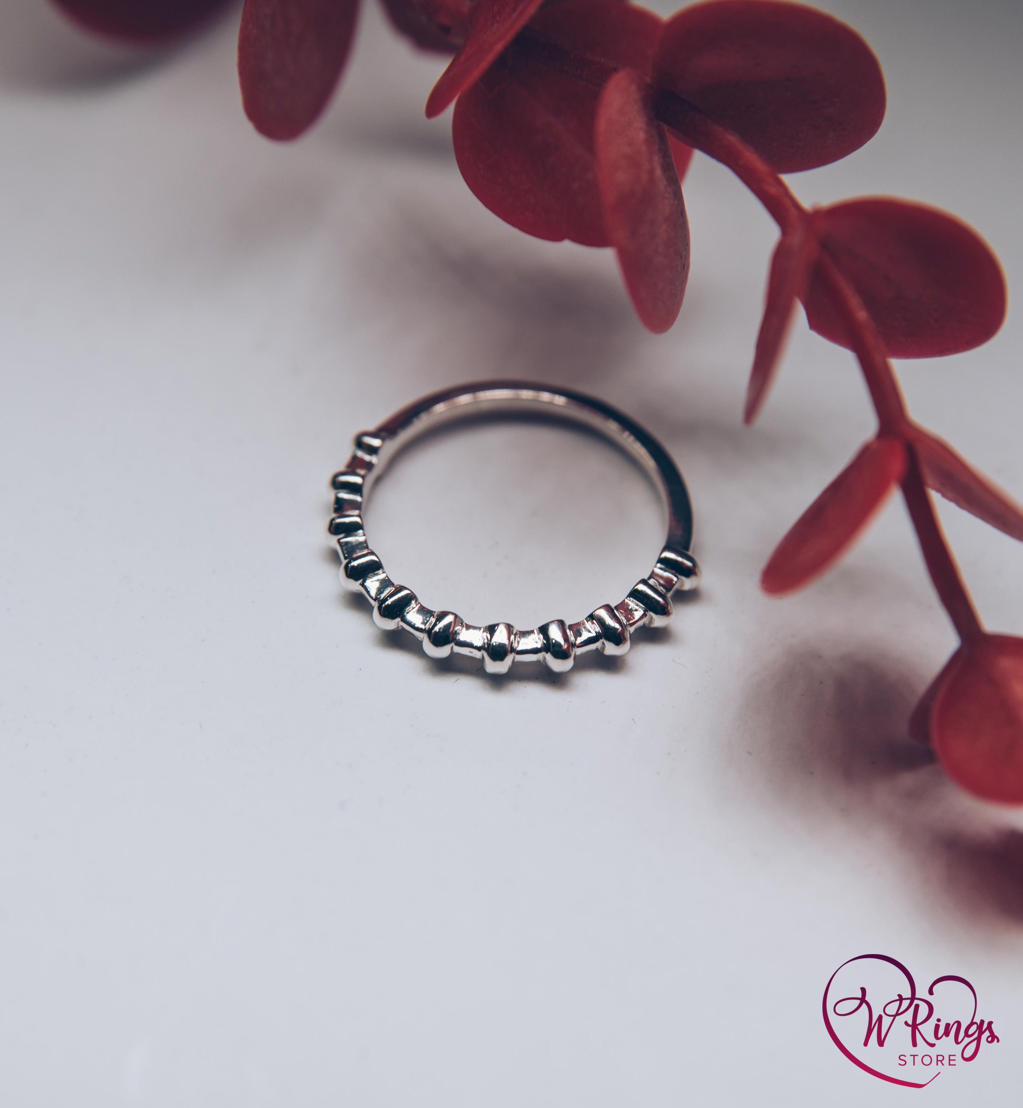 Top half bulging Bubbles Cute Silver Stackable Ring