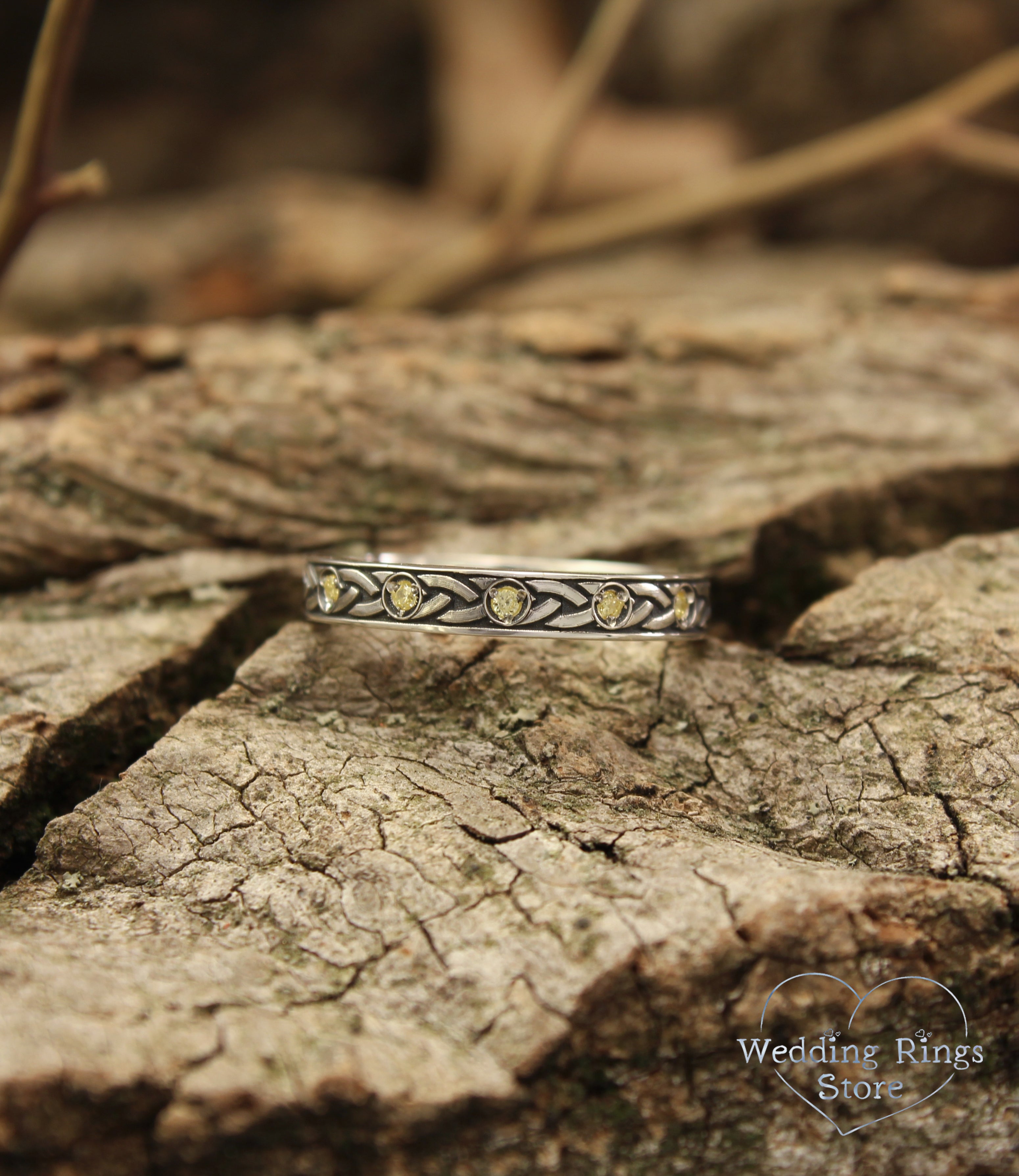 Trendy Silver Celtic Knot Ring Multi Gemstone with Citrines