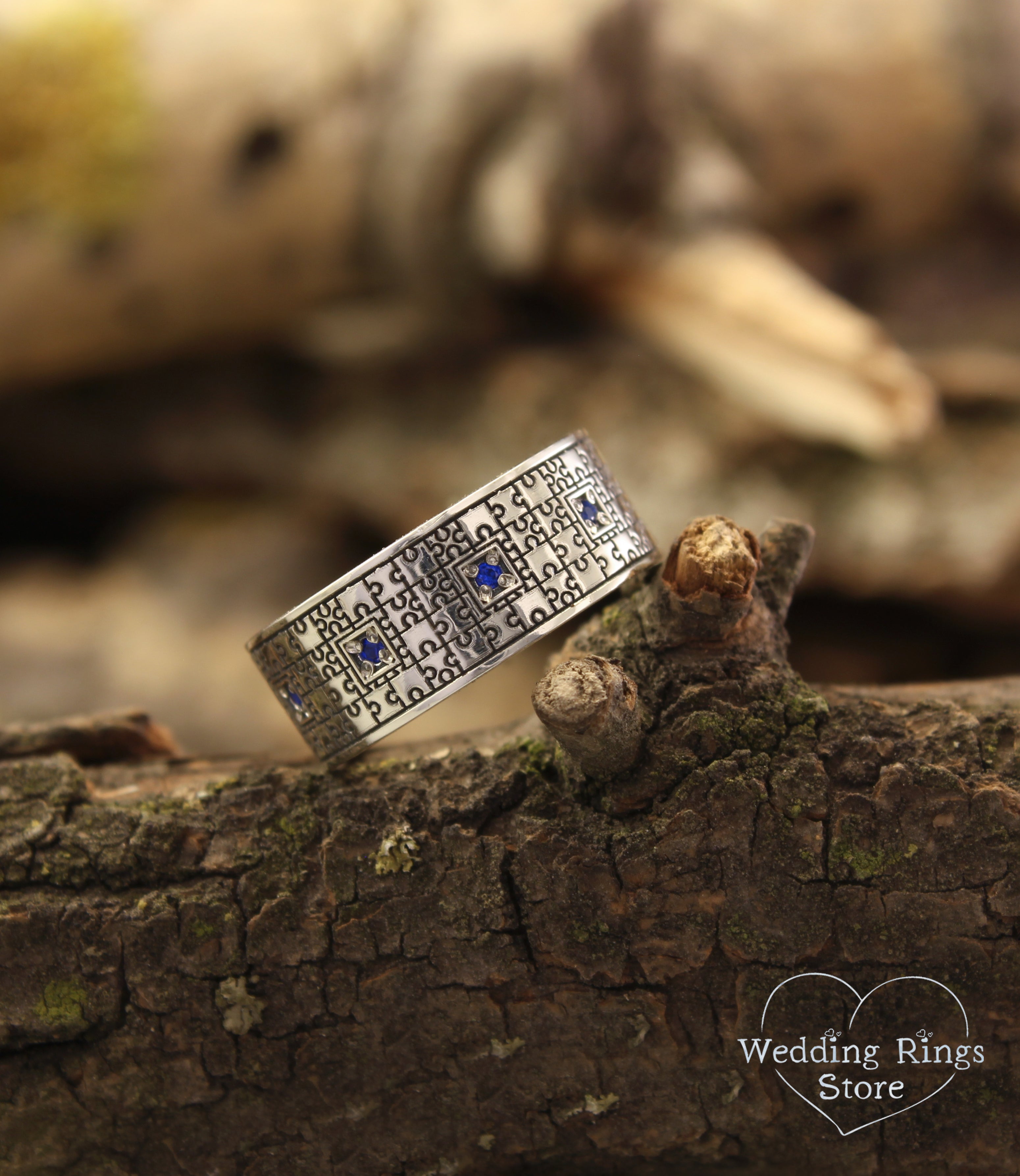 Puzzle Pieces Ring in Silver with Multi Gemstones