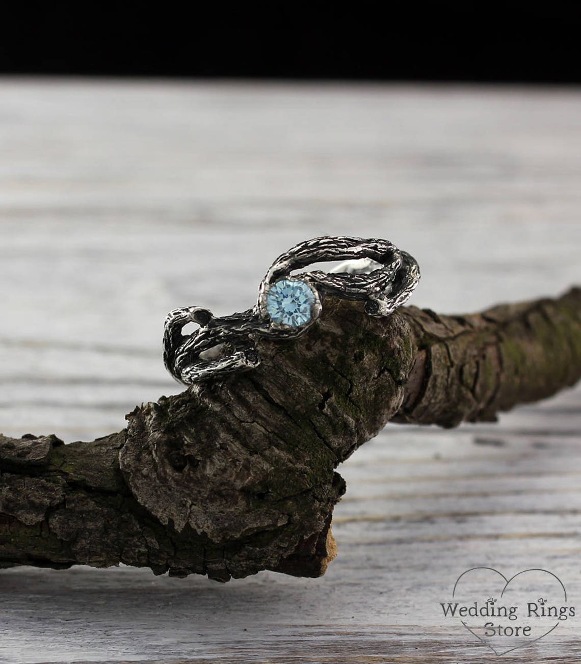 Topaz in Branches Silver Nature Enchanted Ring