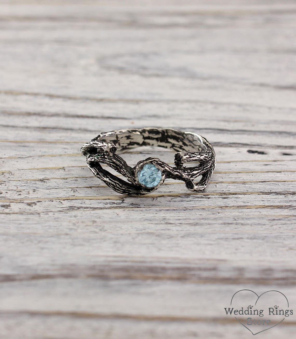 Topaz in Branches Silver Nature Enchanted Ring