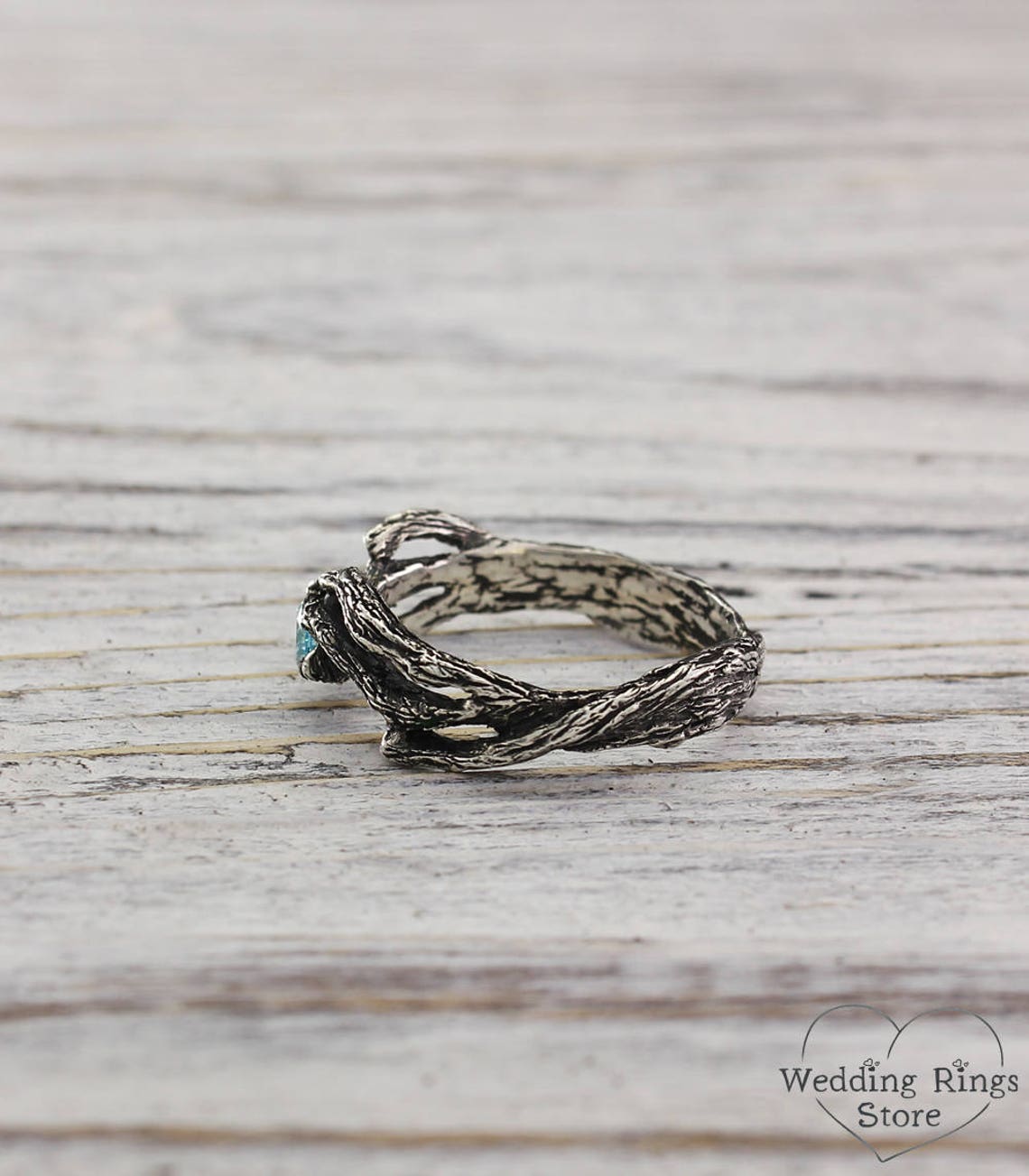 Topaz in Branches Silver Nature Enchanted Ring