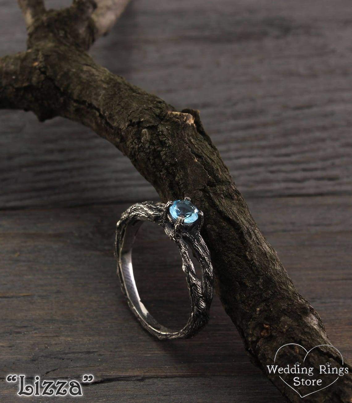 Silver Split Branch connects in Topaz Engagement Ring