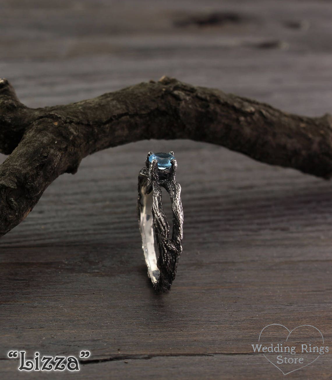 Silver Split Branch connects in Topaz Engagement Ring