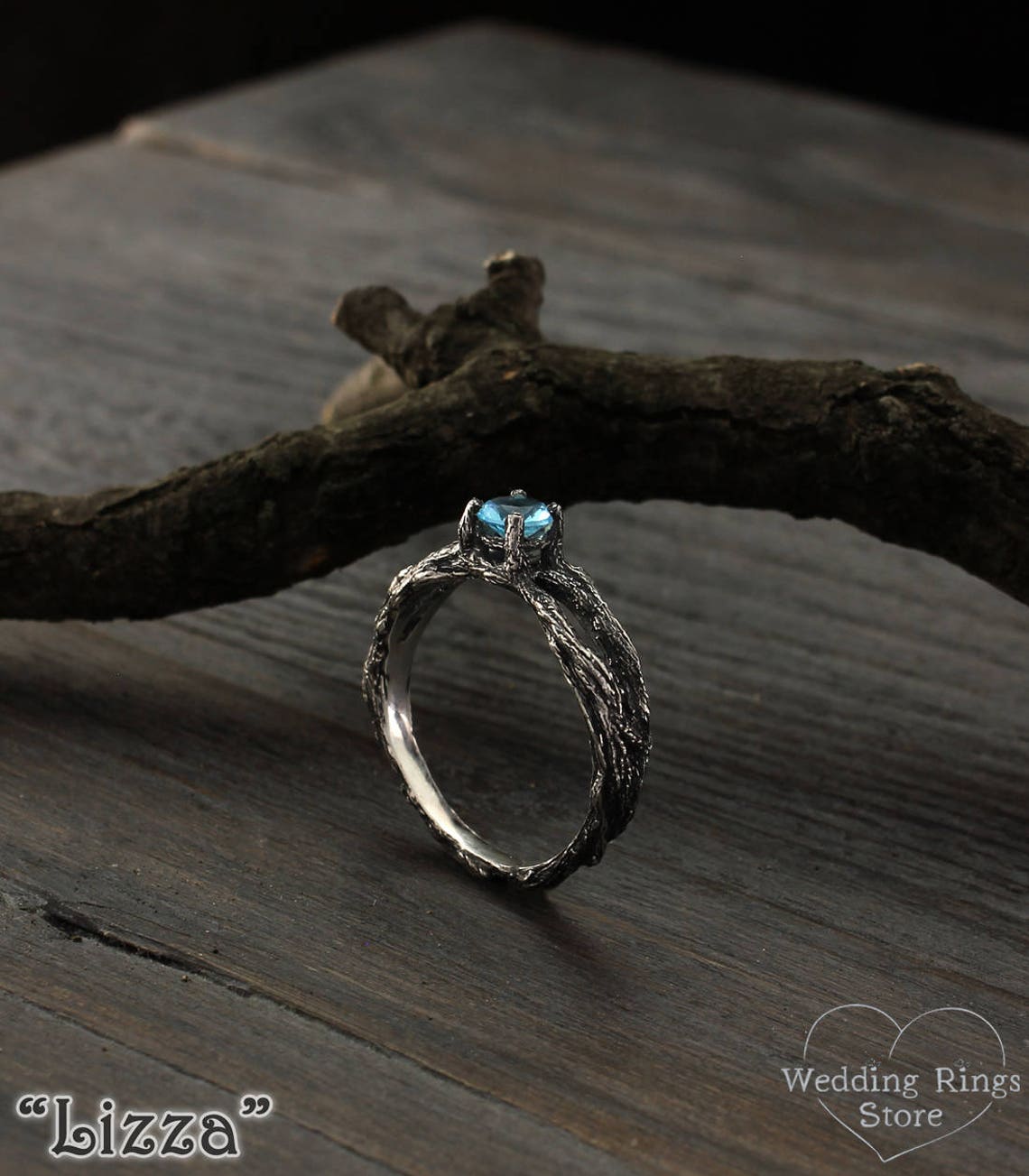 Silver Split Branch connects in Topaz Engagement Ring