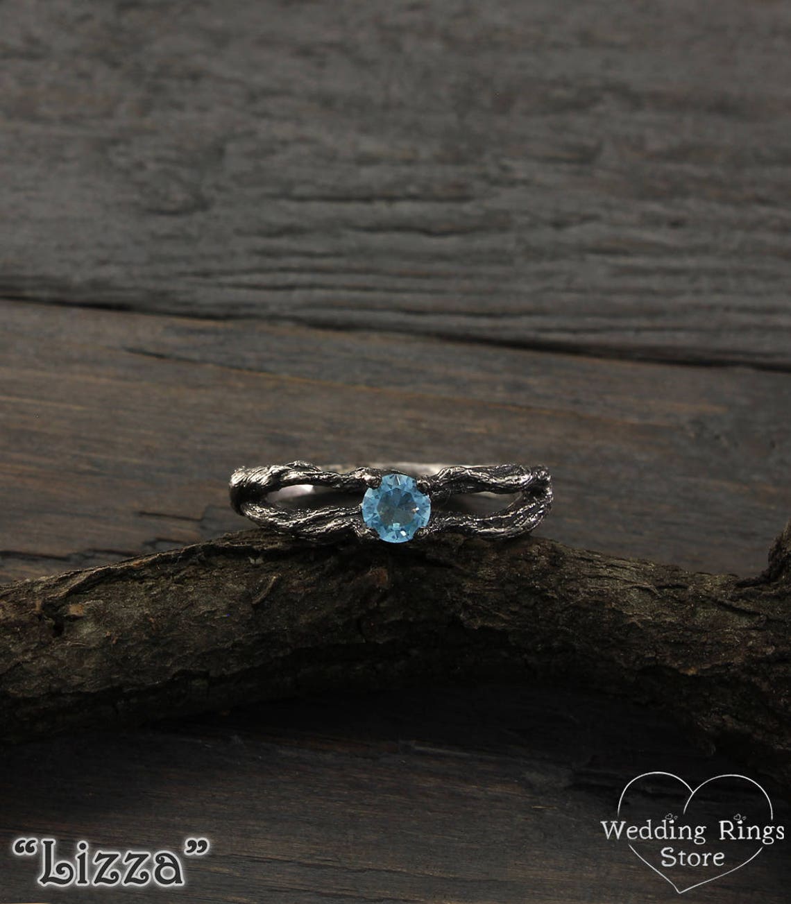 Silver Split Branch connects in Topaz Engagement Ring