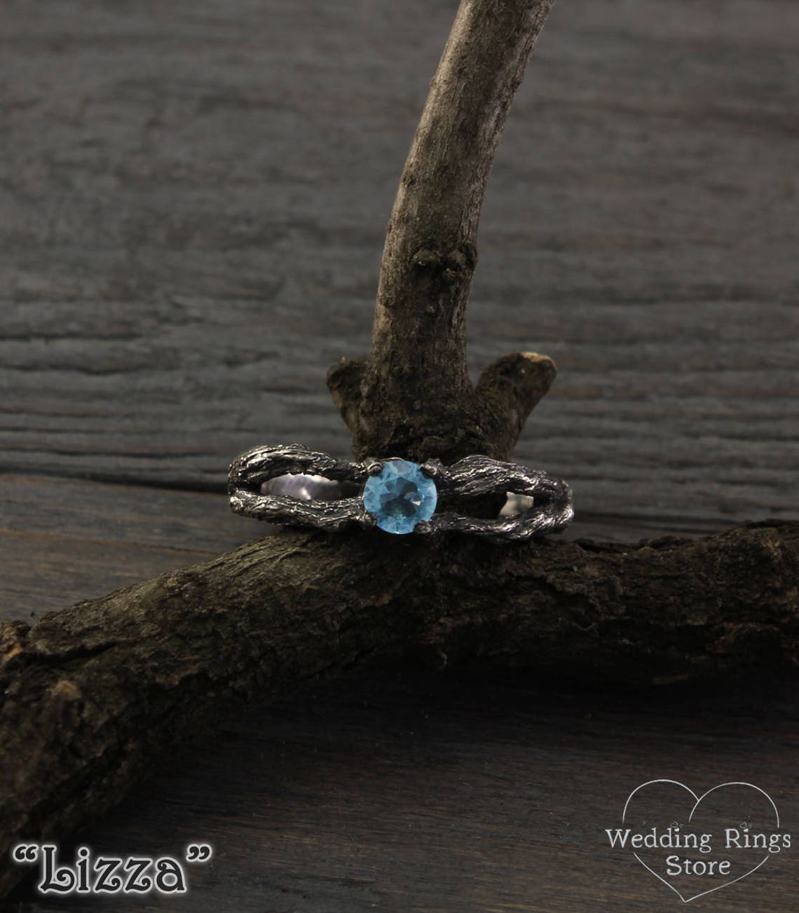 Silver Split Branch connects in Topaz Engagement Ring