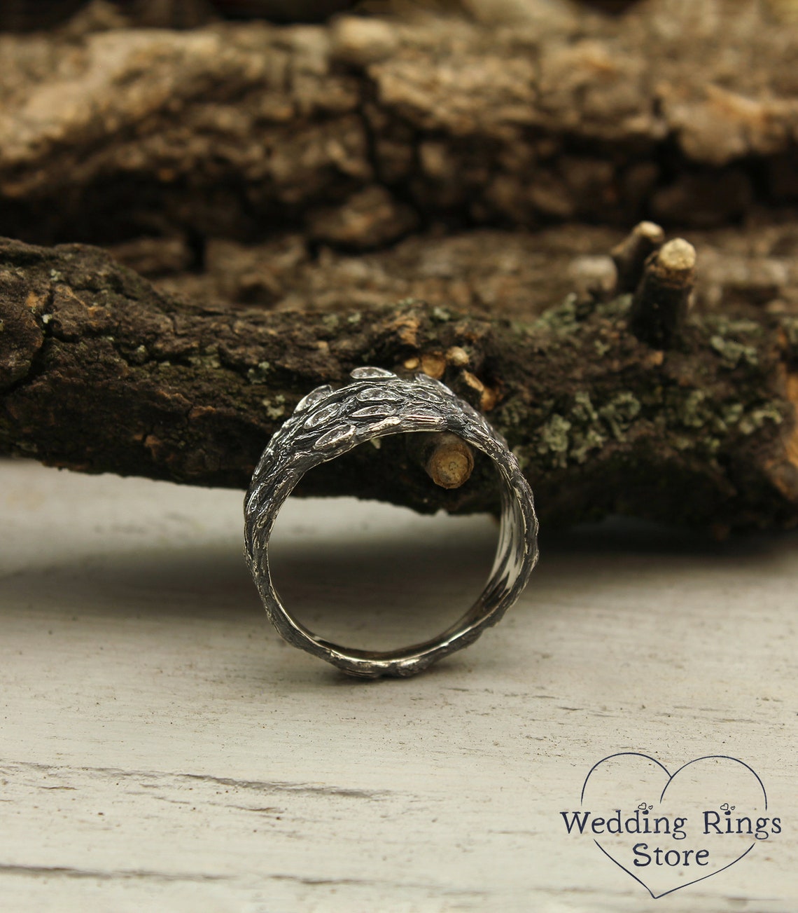 Wide Braided Branch Silver Womens Ring inspired by Nature