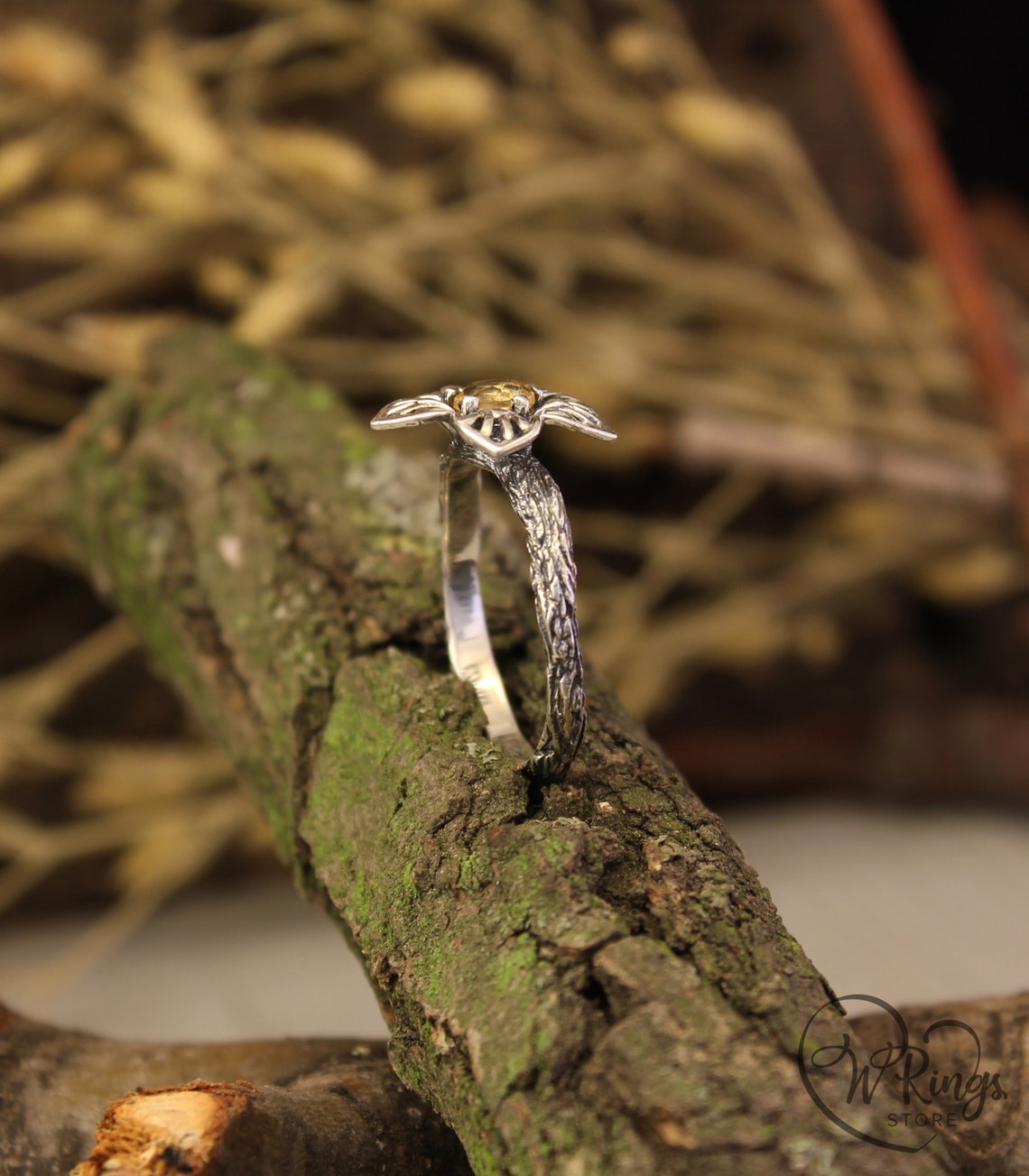 Nature inspired Daffodil Birth Flower Ring with Citrine