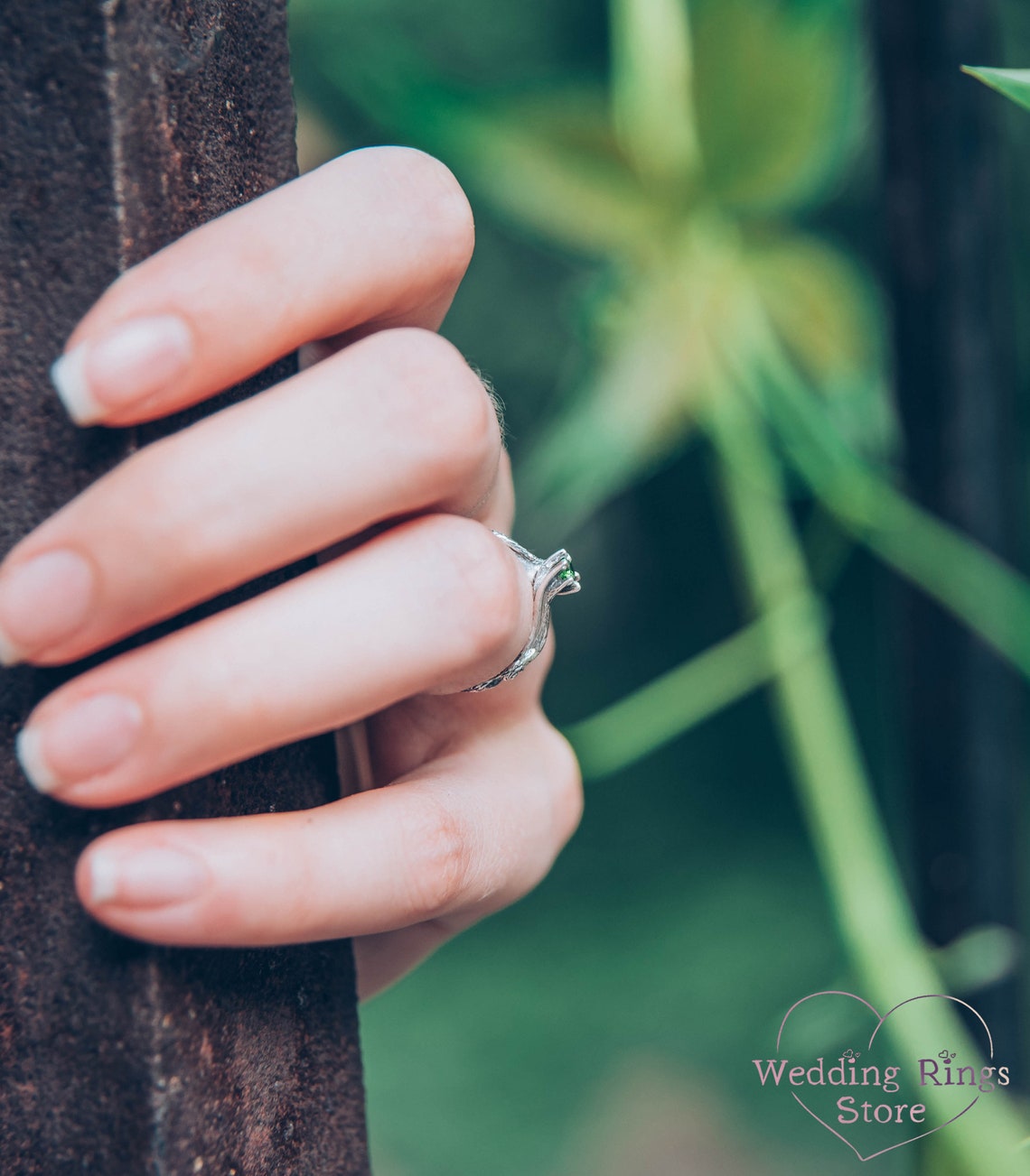 Stunning Round Ruby Engagement Ring & Silver Branch