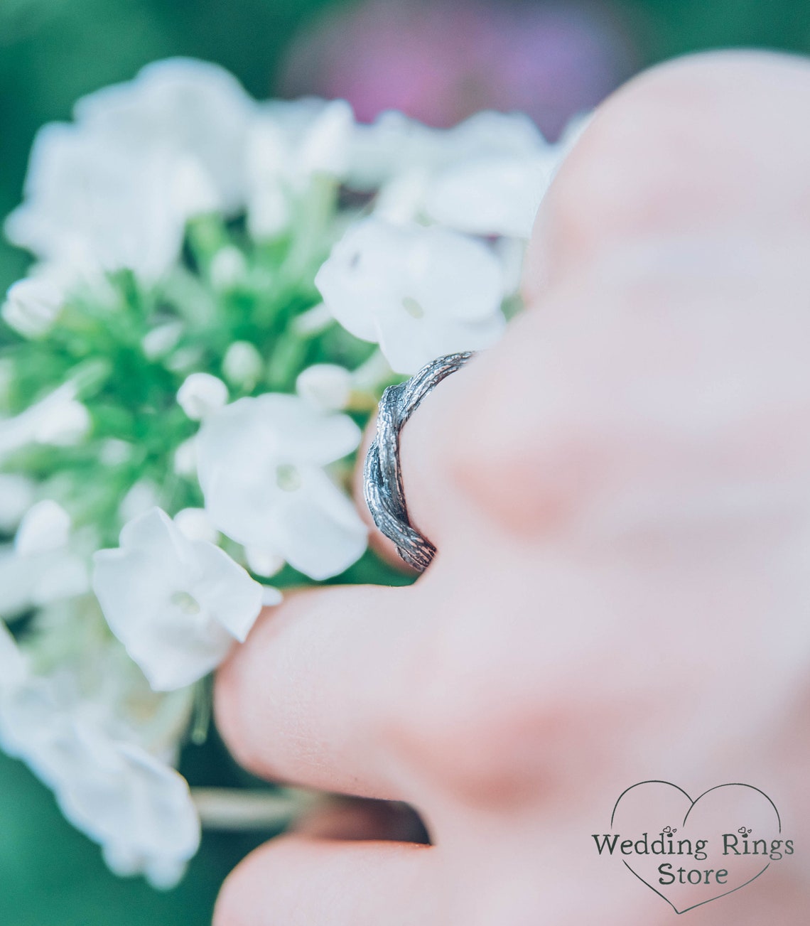 Minimalist Small Silver braided Branch Ring