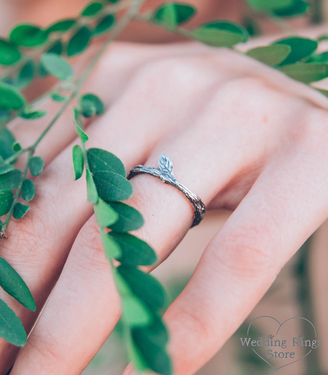 Dainty & Tiny Branch and Leaf Ring