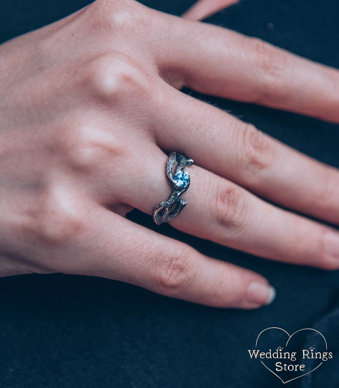 Topaz in Branches Silver Nature Enchanted Ring