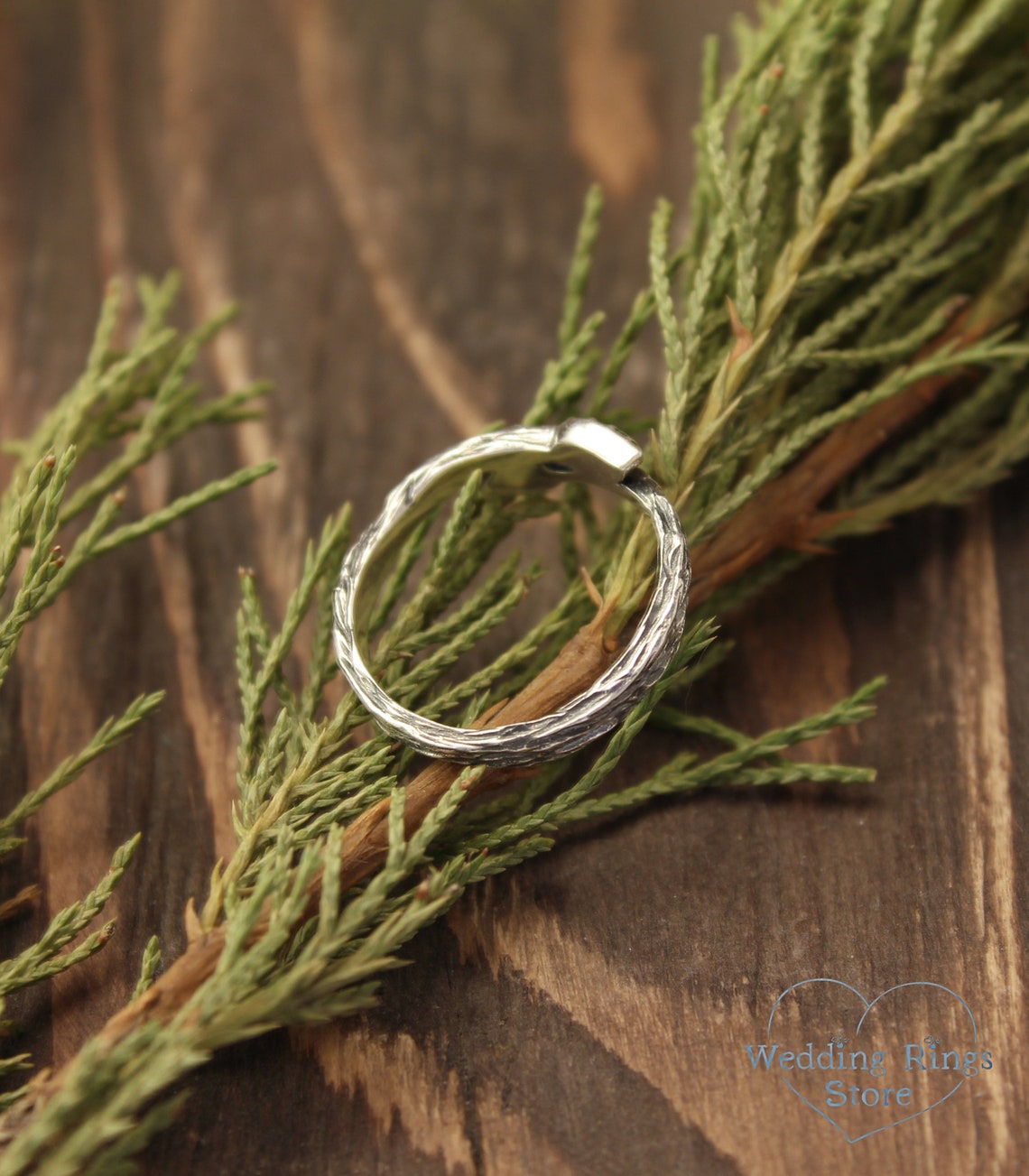 Dainty Two tiny Leaves Silver Women's Branch Ring