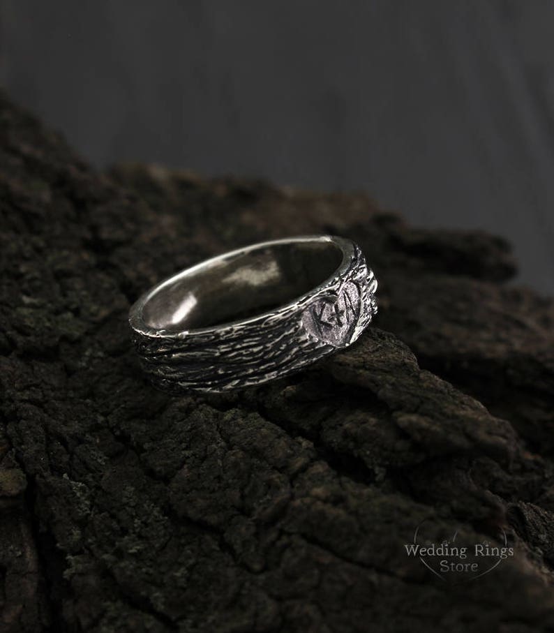 Custom initials Family Heart Wedding Band in Solid Silver