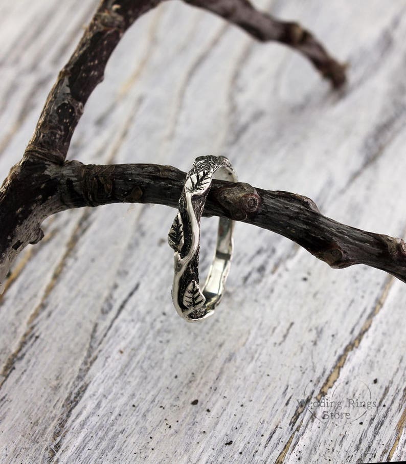 Forest Nature Branch Wedding Ring made in Solid Silver