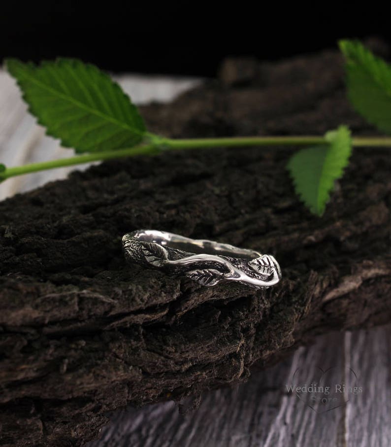 Forest Nature Branch Wedding Ring made in Solid Silver