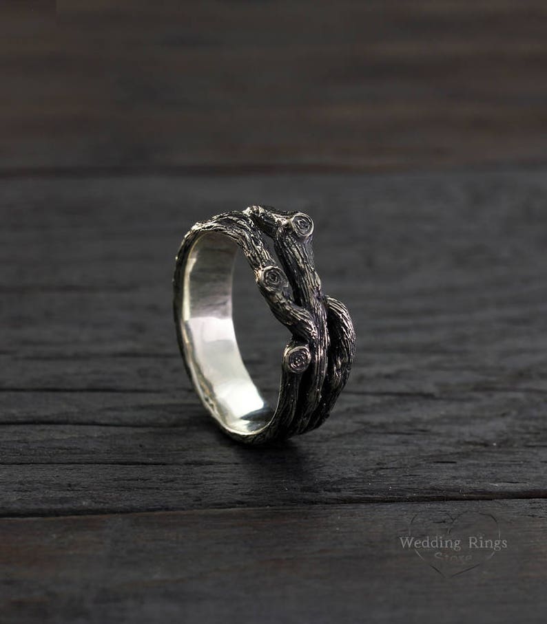 Nature inspired Fine Silver Branch — Women's Promise Ring