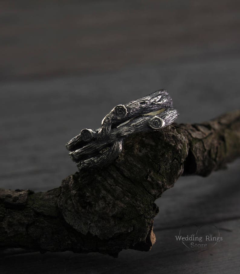 Nature inspired Fine Silver Branch — Women's Promise Ring