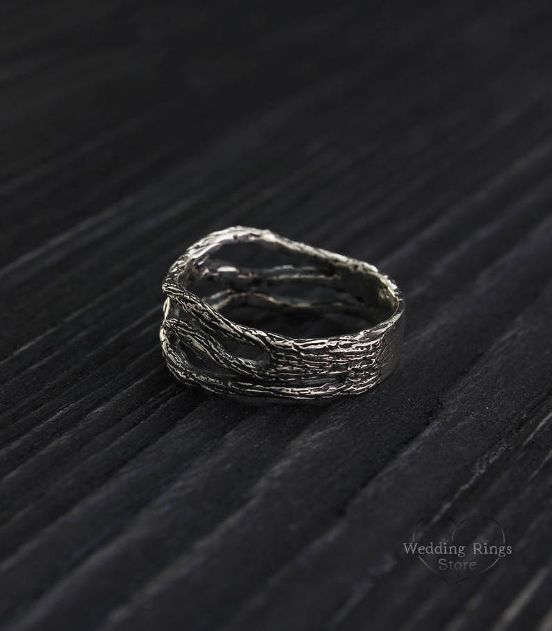 Unique Silver Branch Ring — Branch Wedding Band