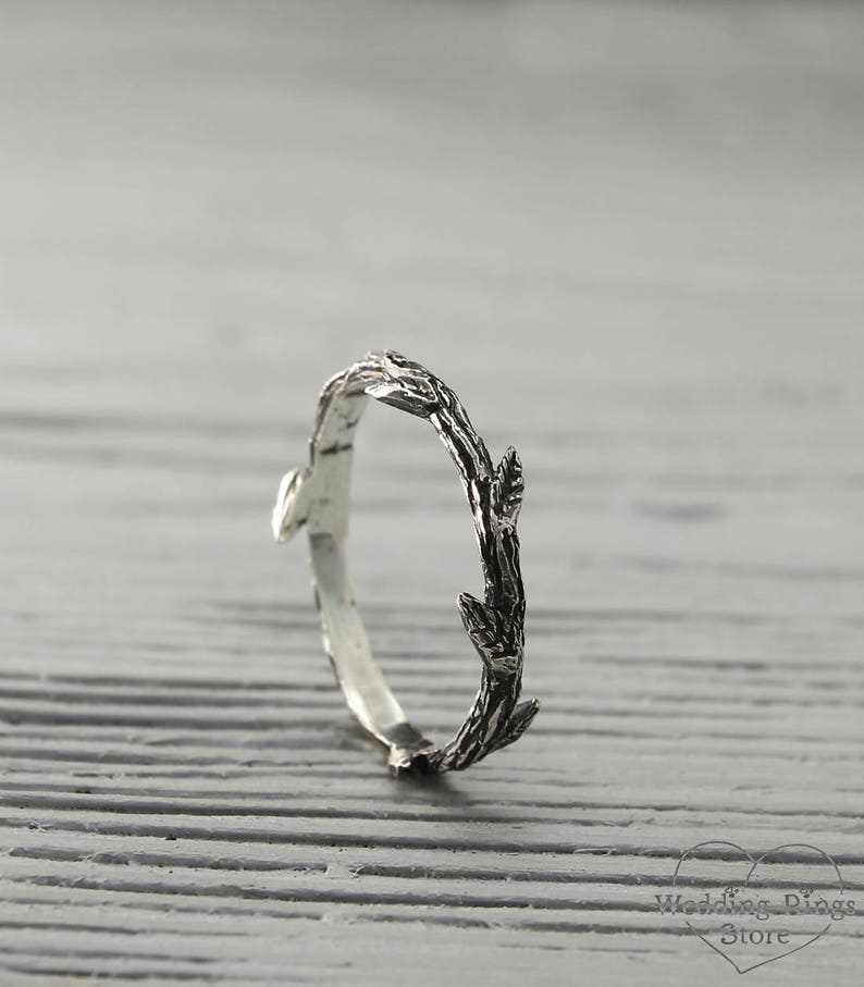 Sticking Leaves Minimalist Branch Silver Ring