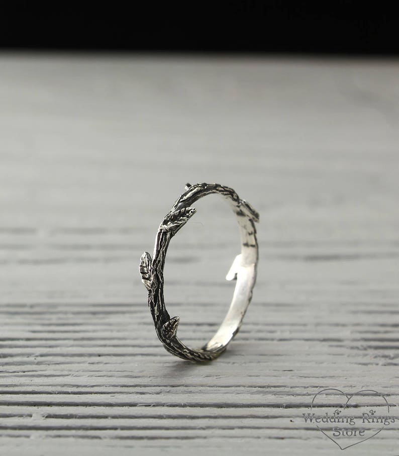 Sticking Leaves Minimalist Branch Silver Ring