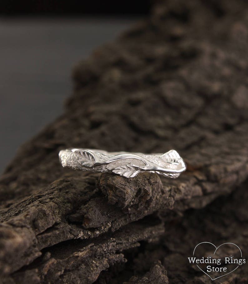 Forest Nature Branch Wedding Ring made in Solid Silver