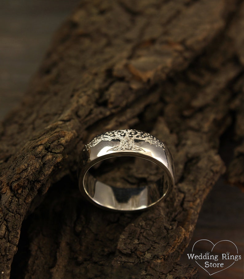 Tree of Life Ring — Sterling Silver Nature Wedding Band