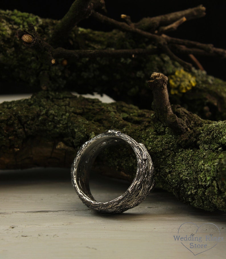 Weaves and Tree Large Silver Mens Сeltic Ring