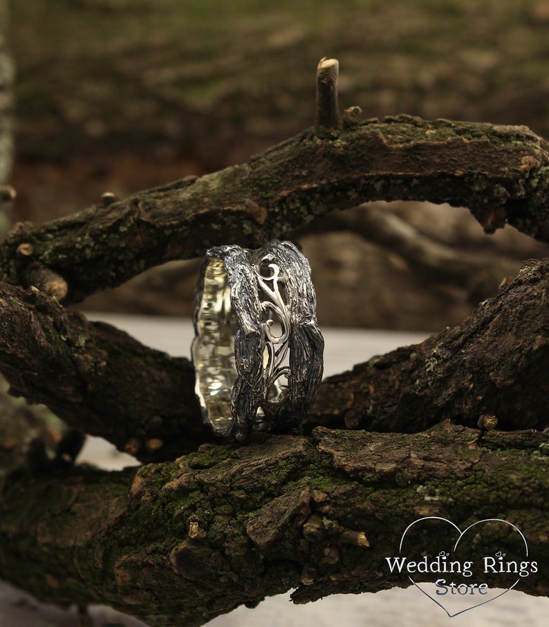 Large Rustic style Silver Tree and Vines Ring