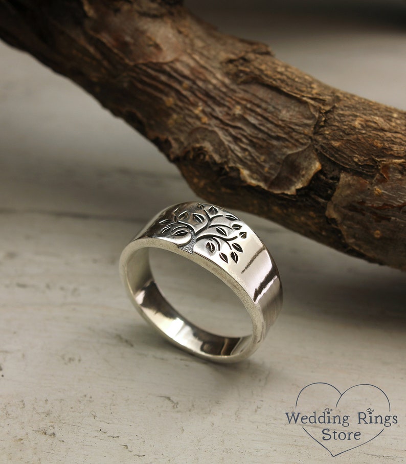 Tree of life Sterling Silver Wedding Band Ring