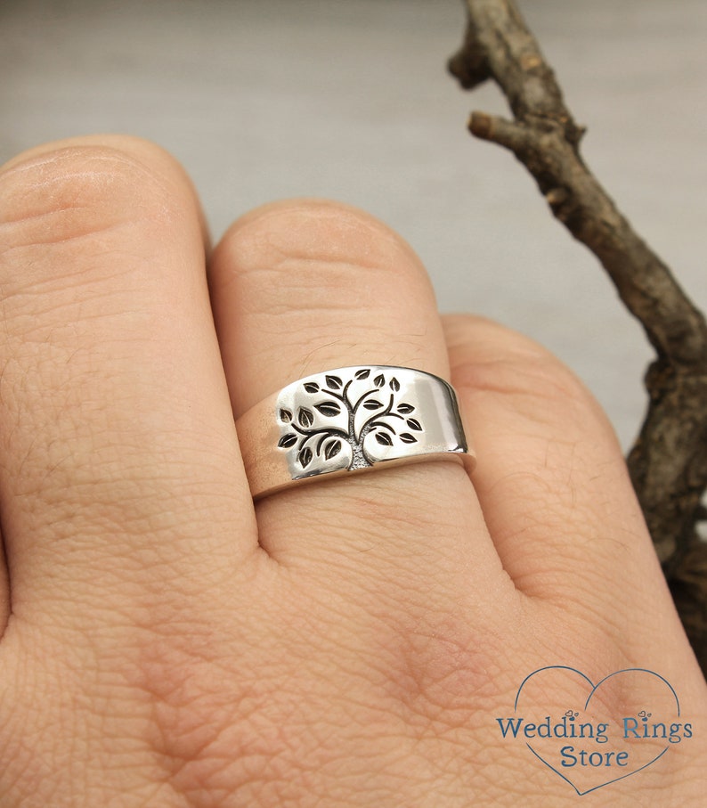 Tree of life Sterling Silver Wedding Band Ring